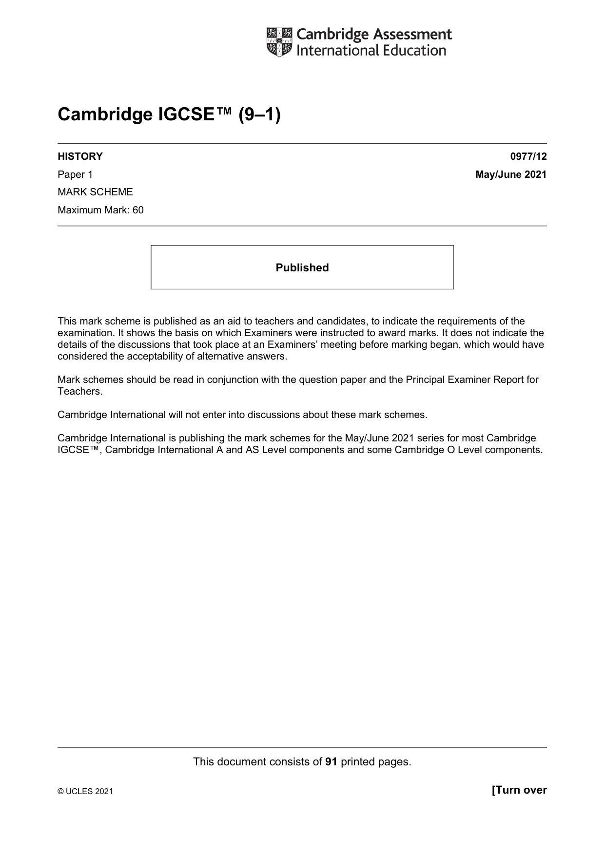 Mark scheme, page 1 of 91