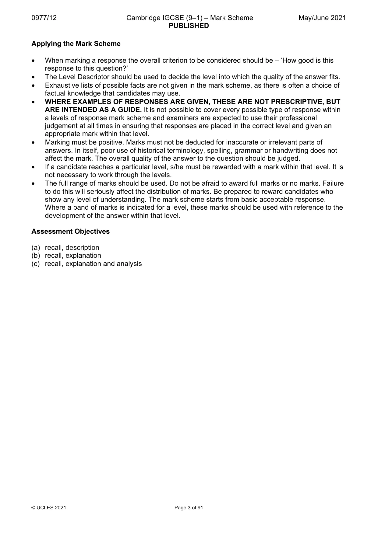 Mark scheme, page 3 of 91
