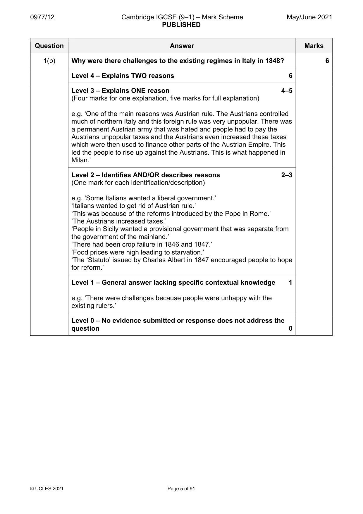 Mark scheme, page 5 of 91