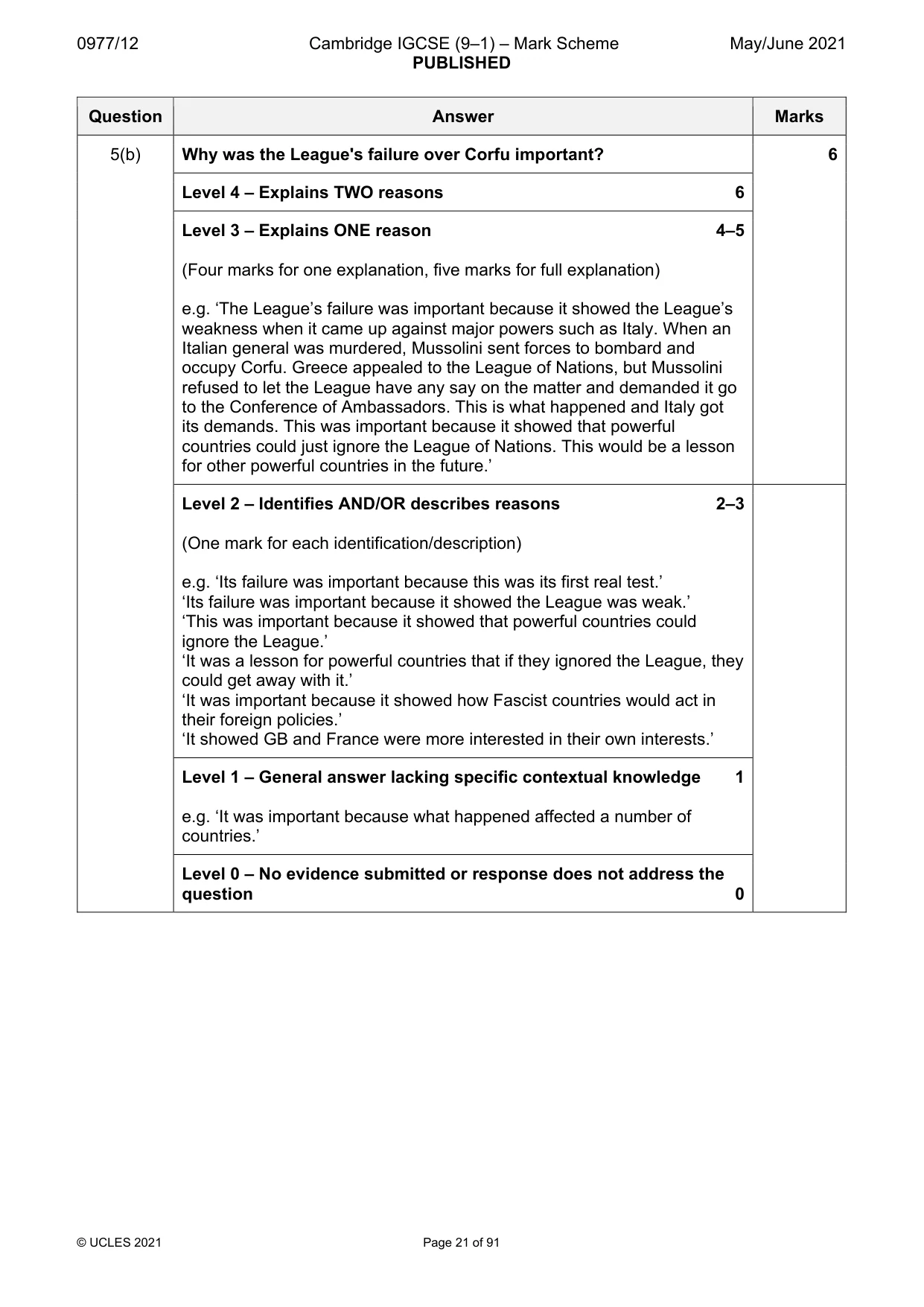 Mark scheme, page 21 of 91