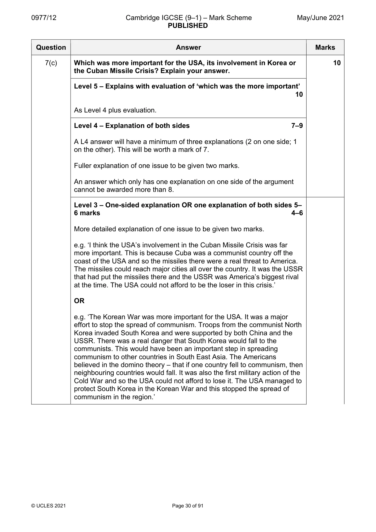 Mark scheme, page 30 of 91