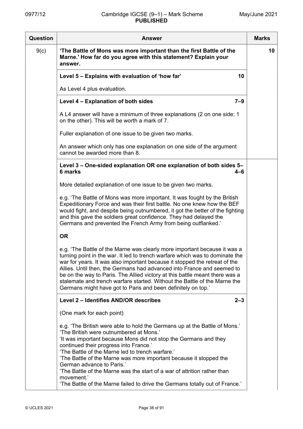 Mark scheme, page 38 of 91