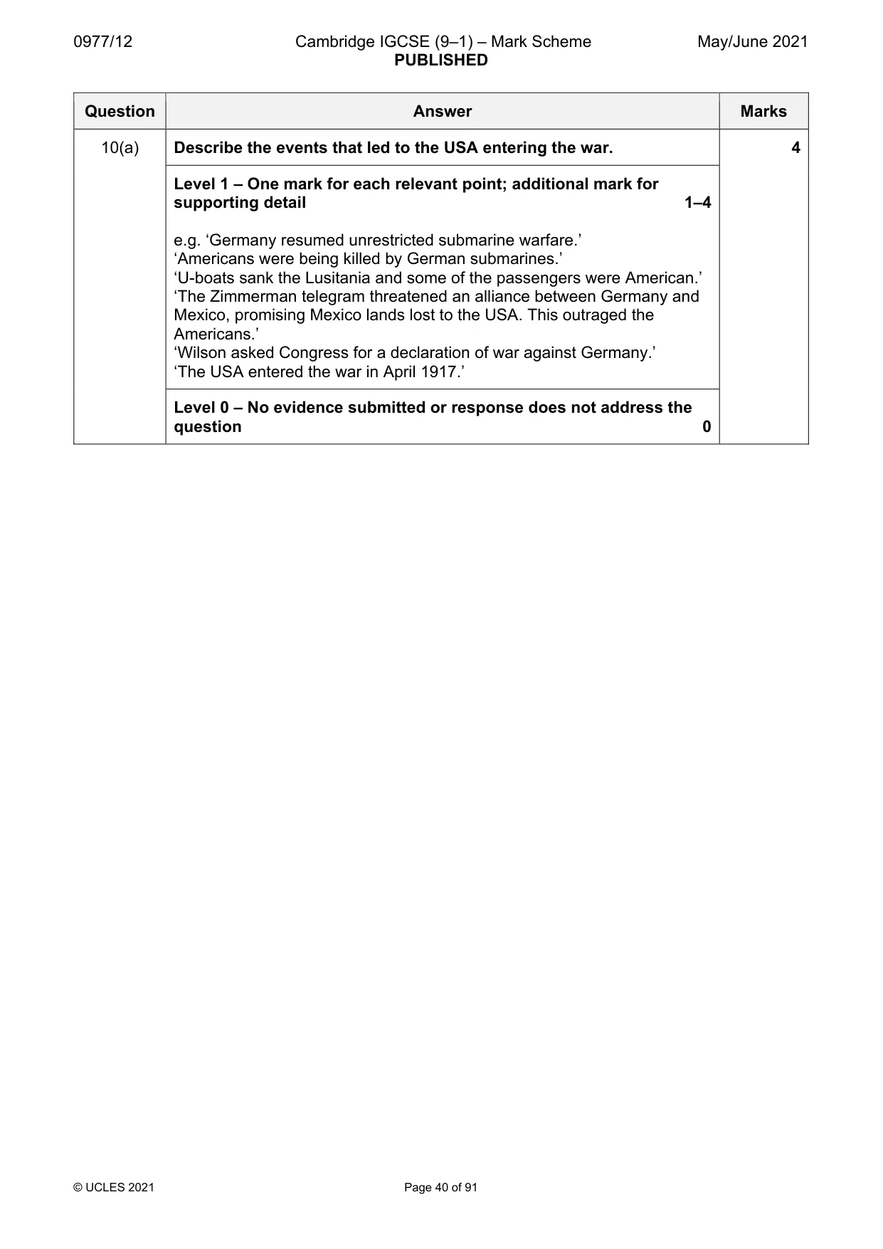 Mark scheme, page 40 of 91