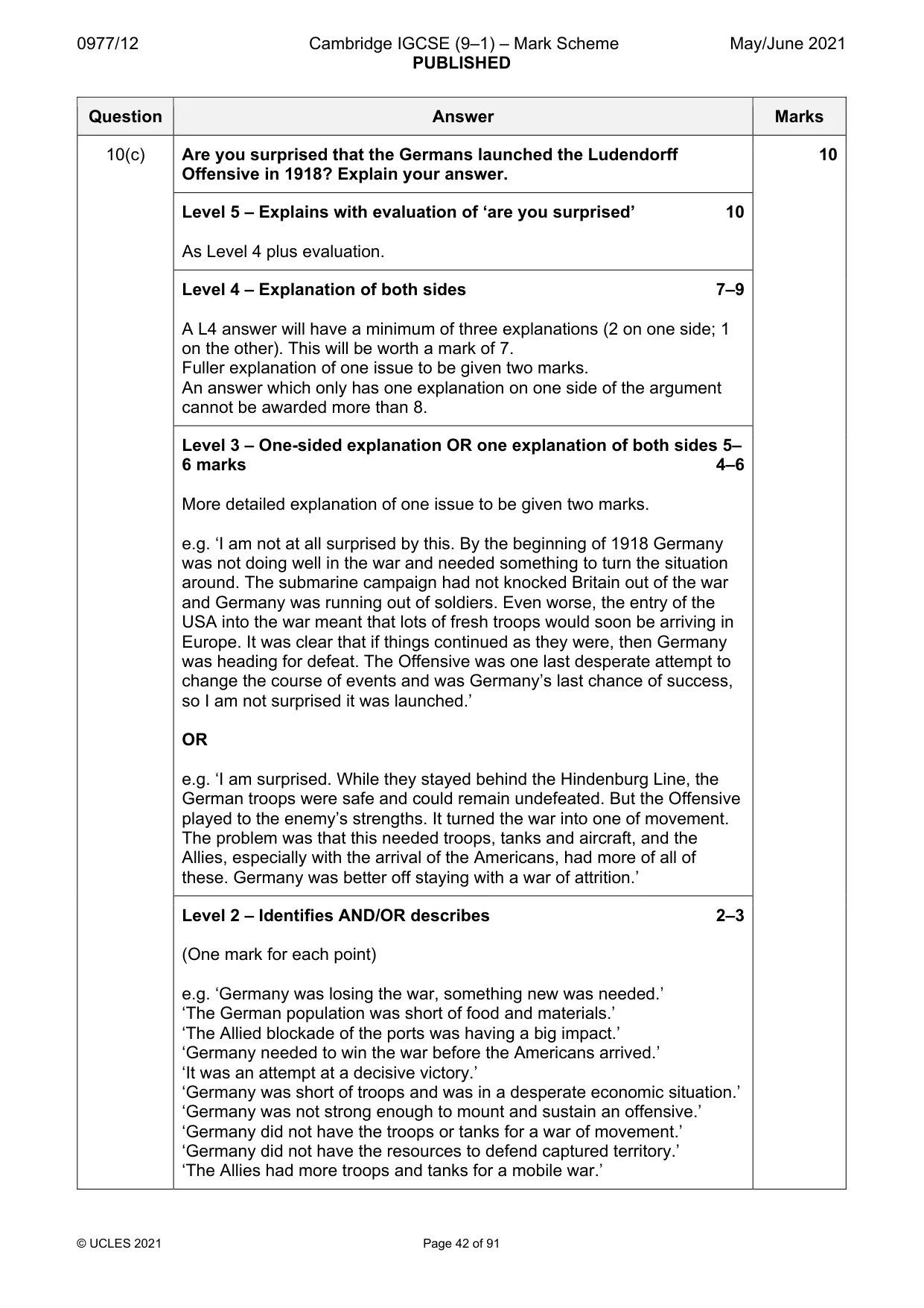 Mark scheme, page 42 of 91