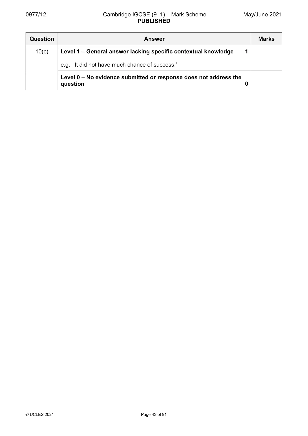 Mark scheme, page 43 of 91
