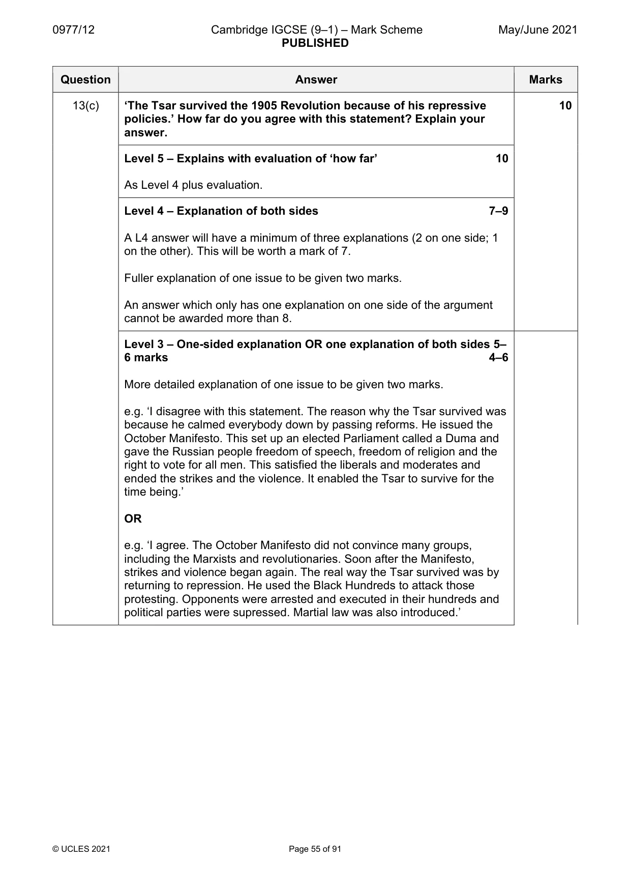 Mark scheme, page 55 of 91