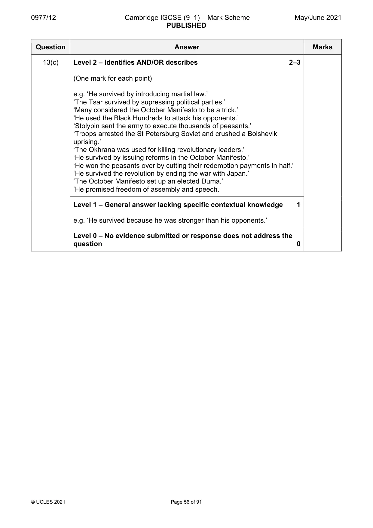 Mark scheme, page 56 of 91