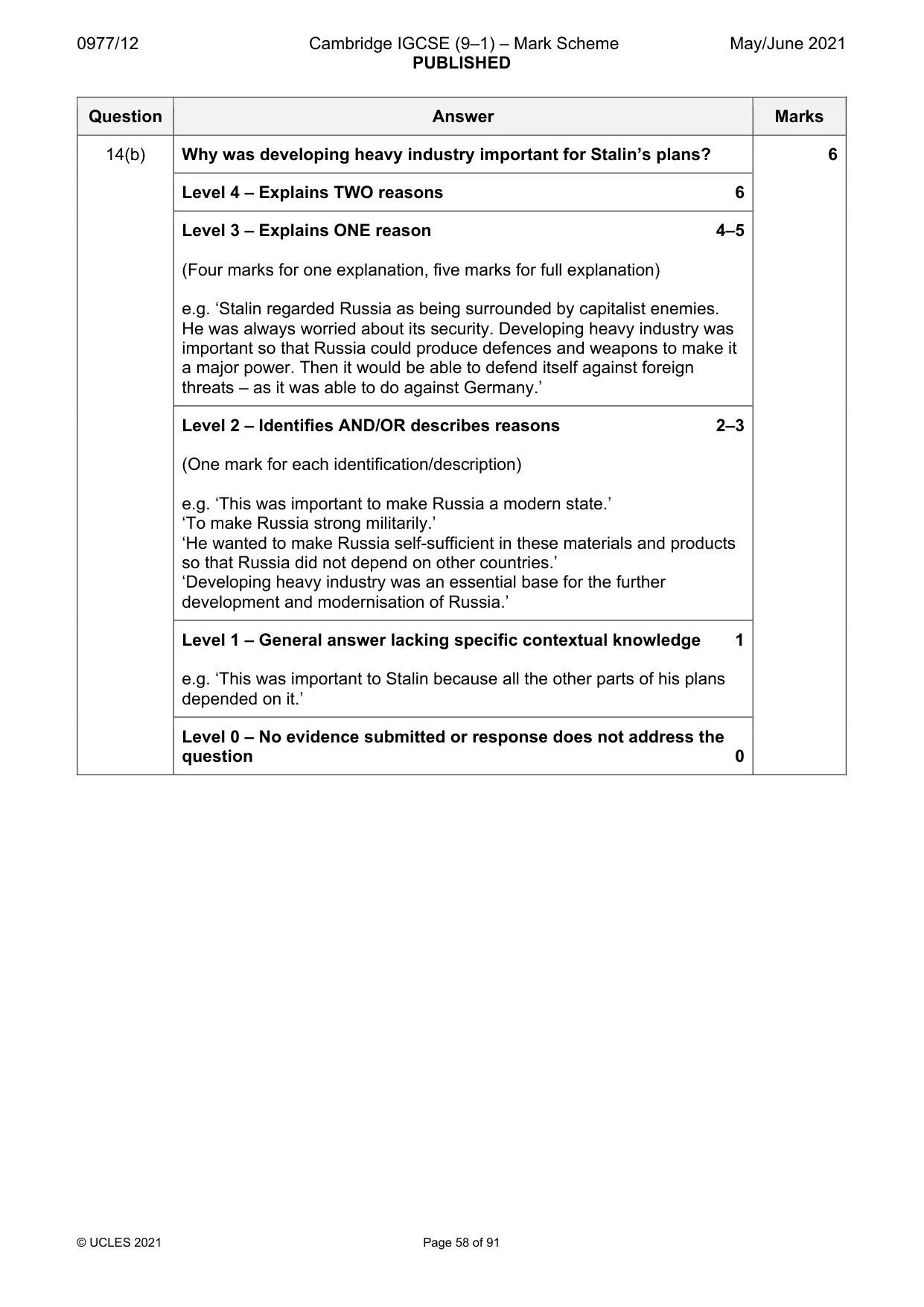Mark scheme, page 58 of 91