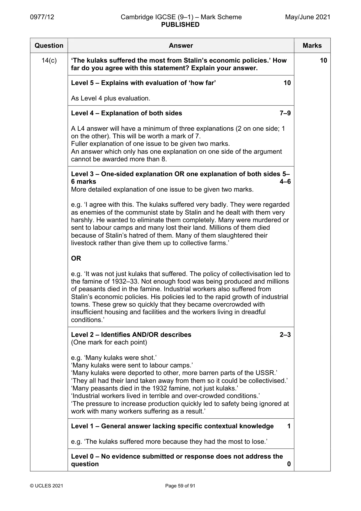 Mark scheme, page 59 of 91