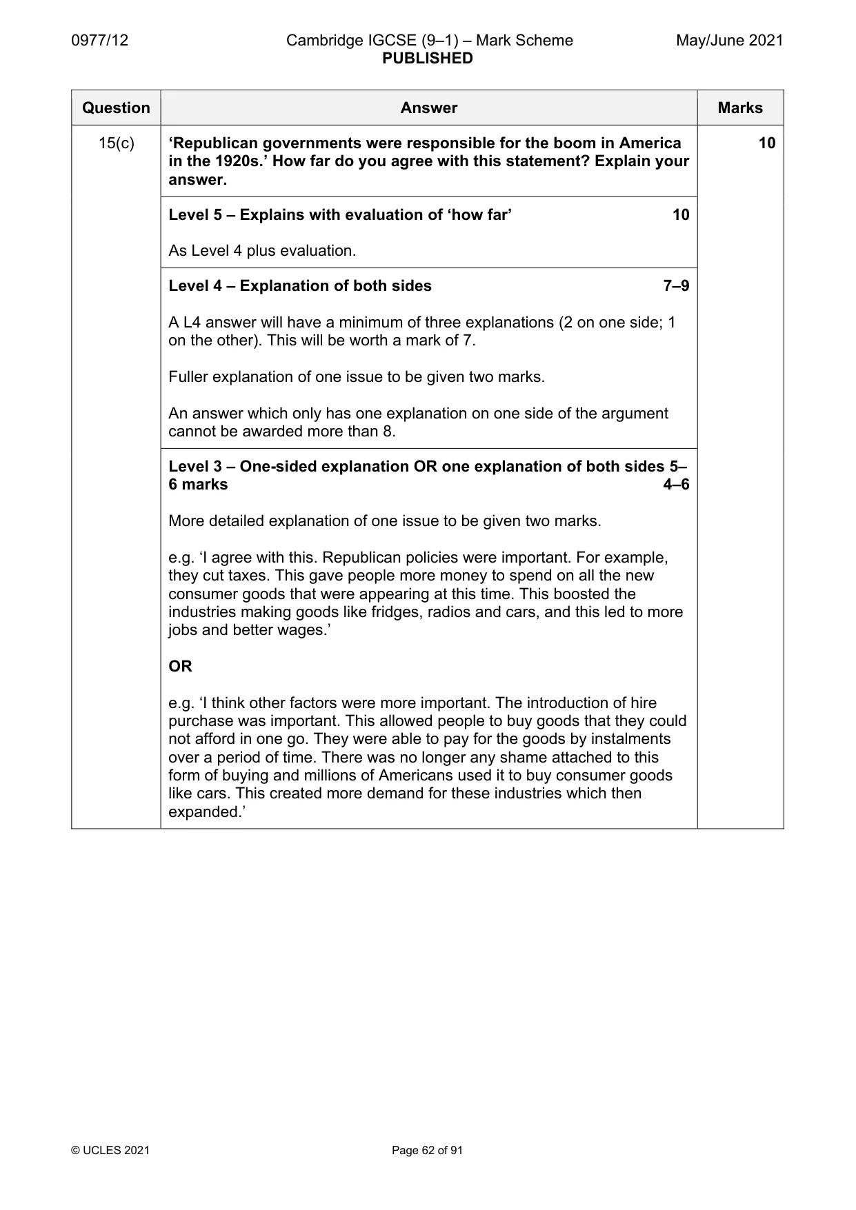 Mark scheme, page 62 of 91