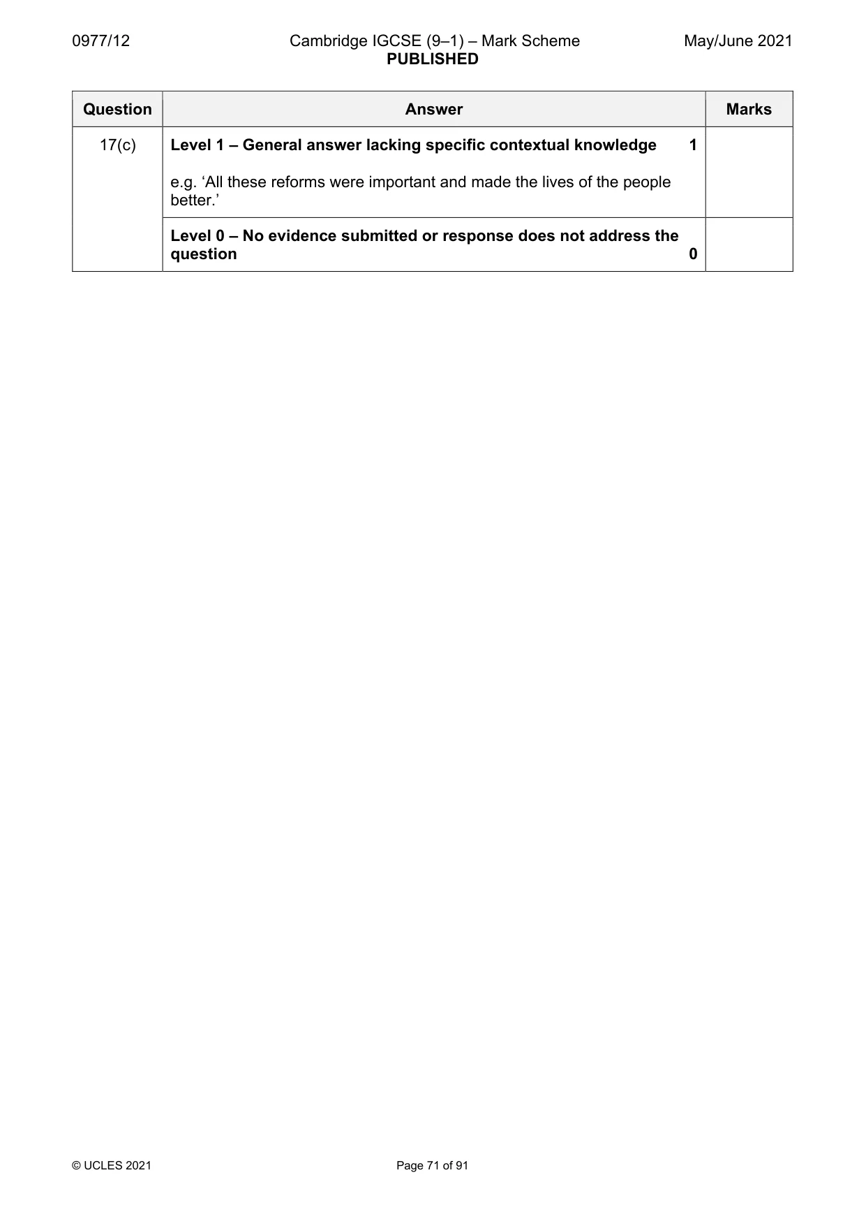 Mark scheme, page 71 of 91