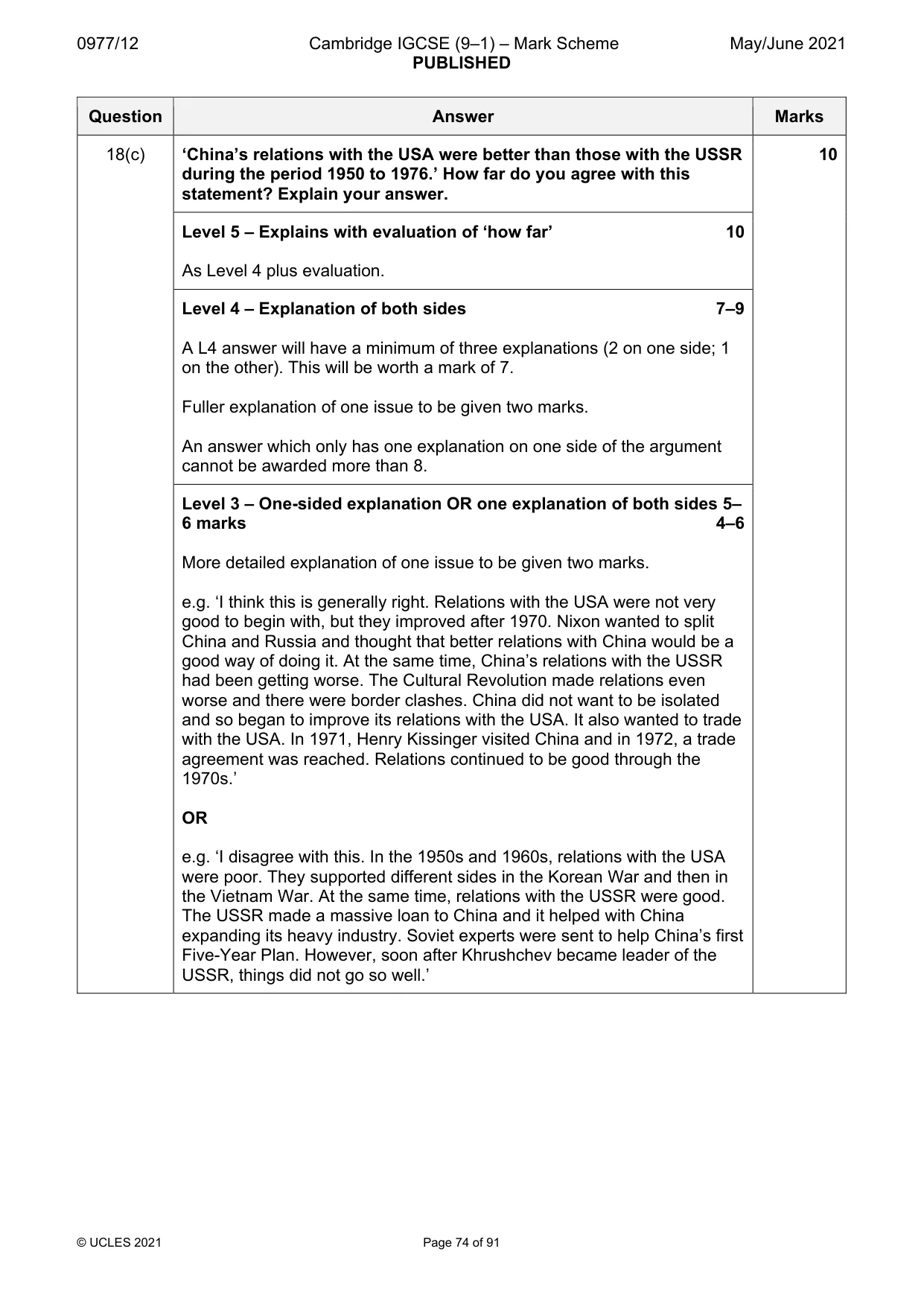 Mark scheme, page 74 of 91