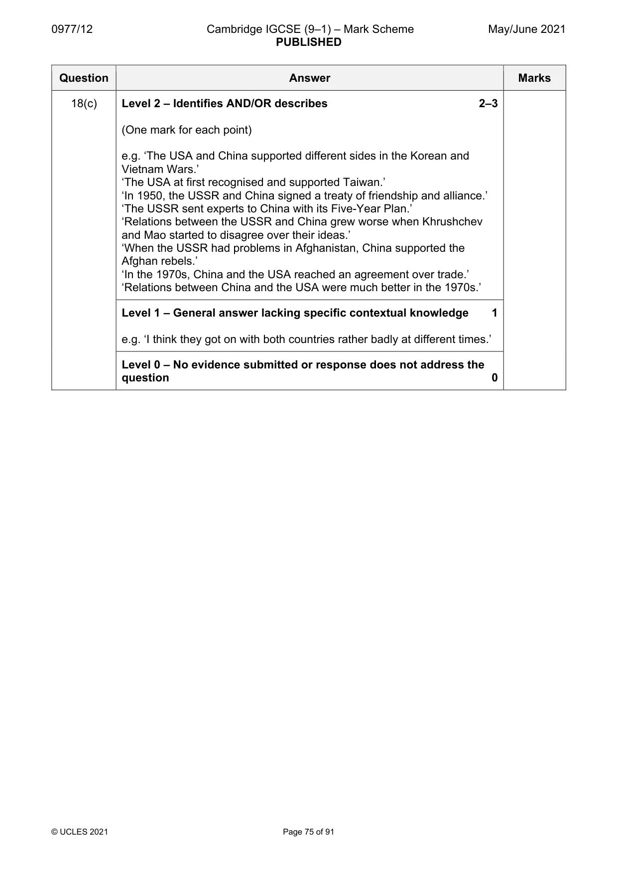 Mark scheme, page 75 of 91
