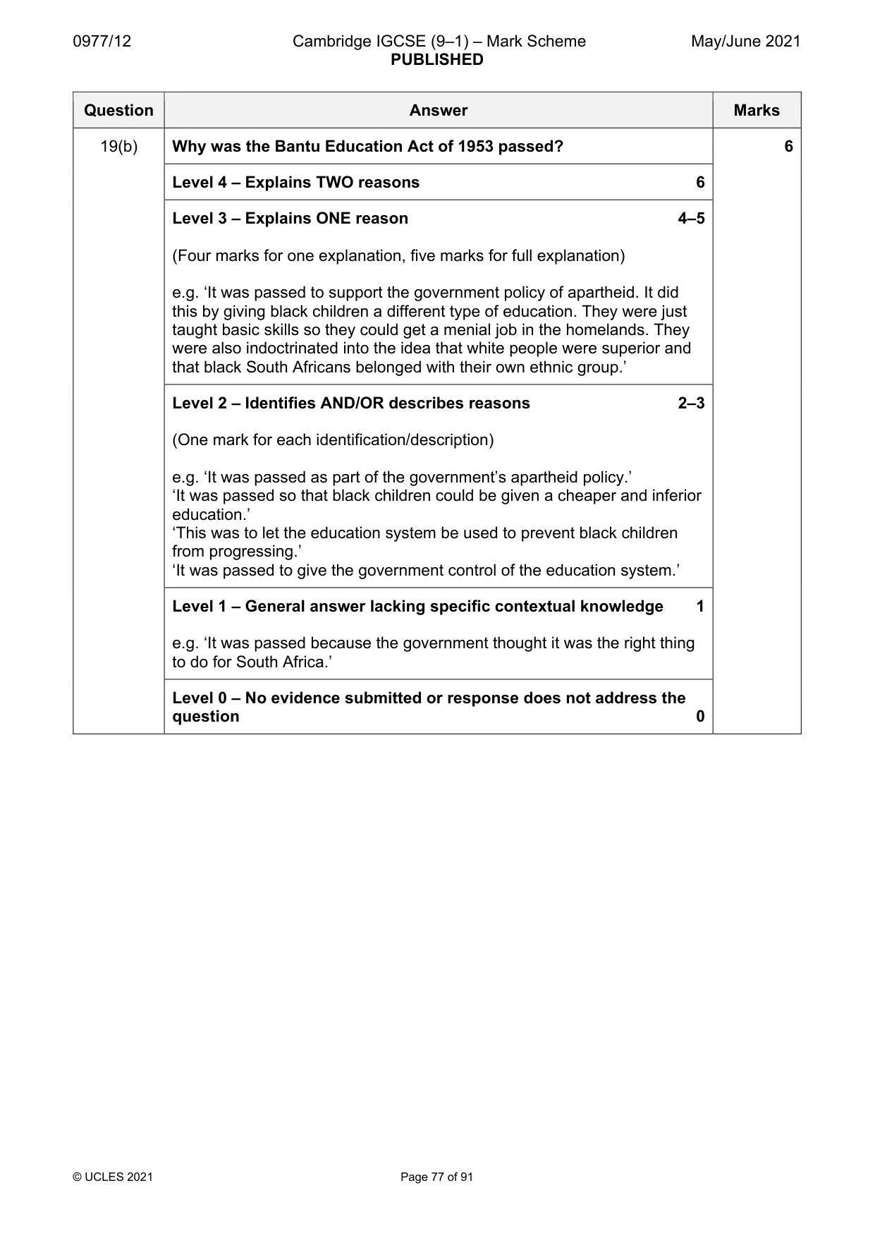 Mark scheme, page 77 of 91