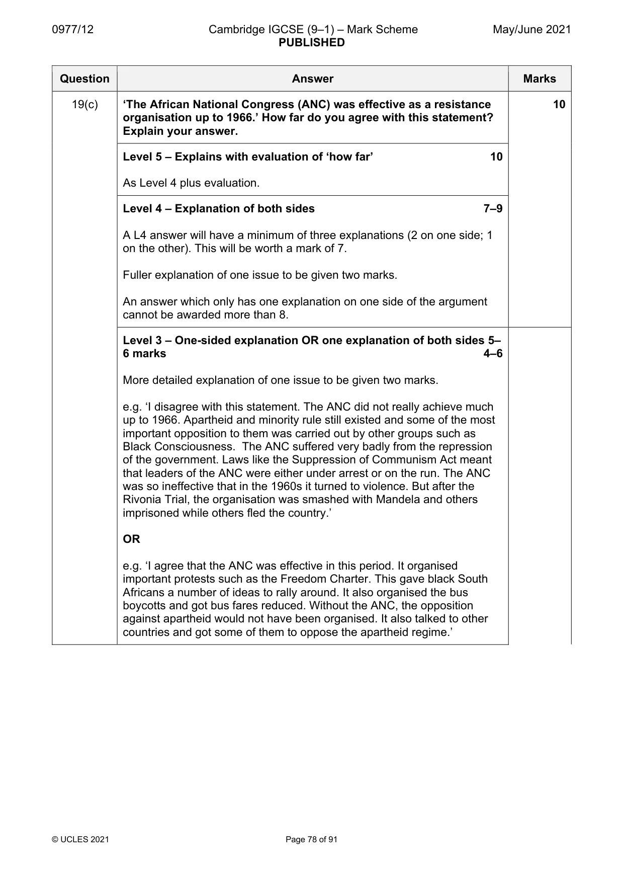 Mark scheme, page 78 of 91