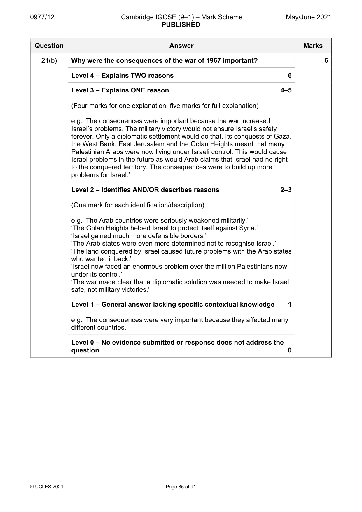Mark scheme, page 85 of 91