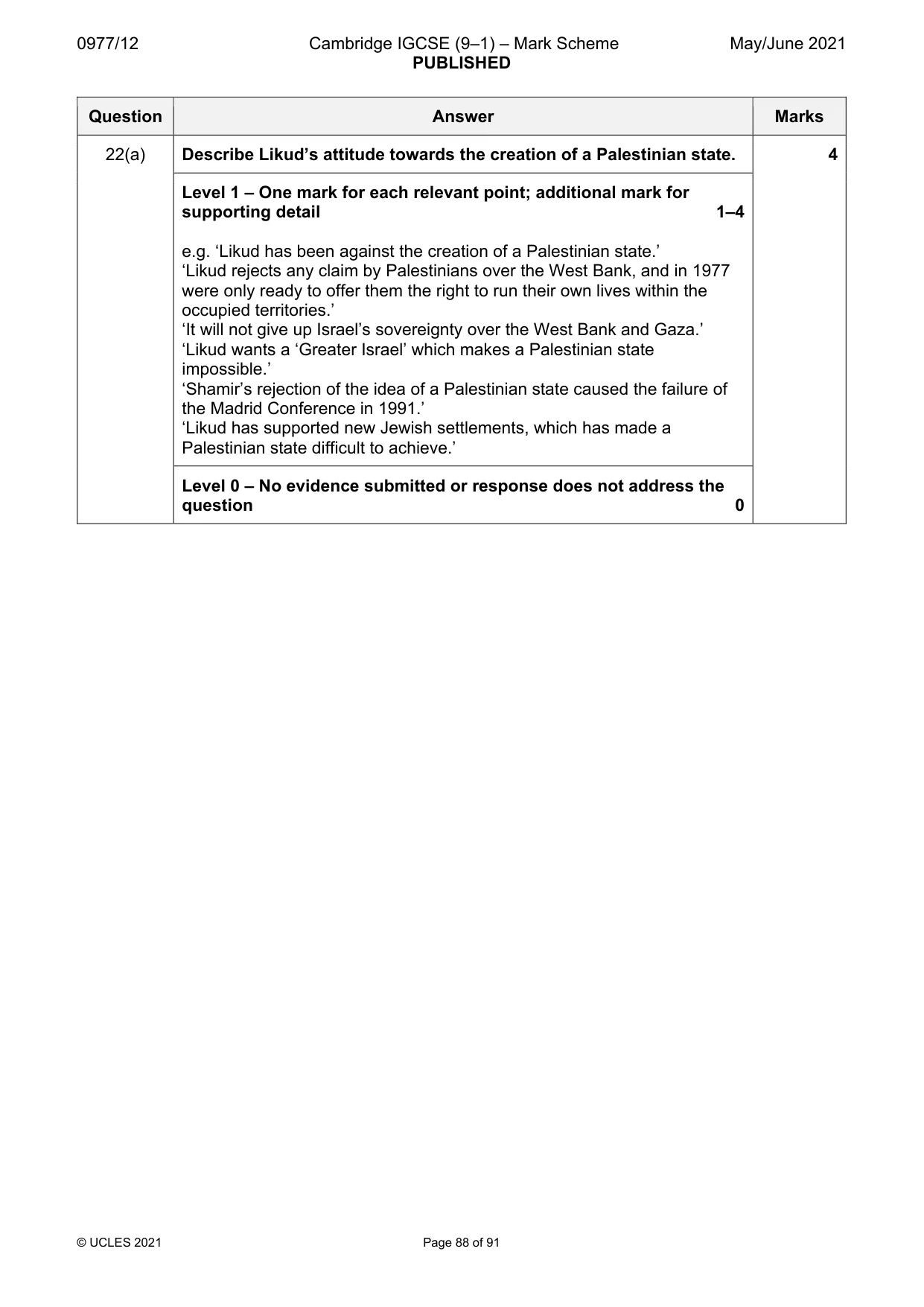 Mark scheme, page 88 of 91