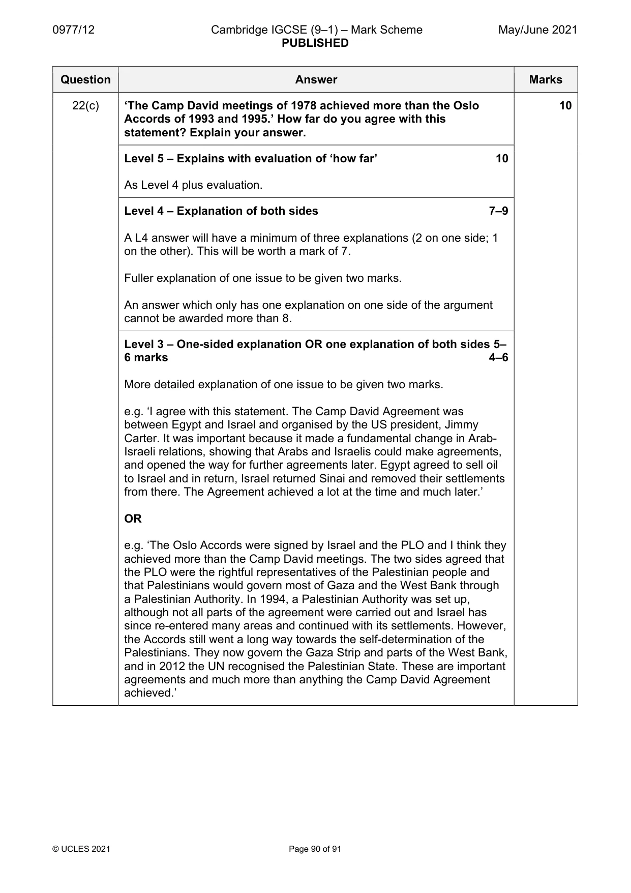 Mark scheme, page 90 of 91