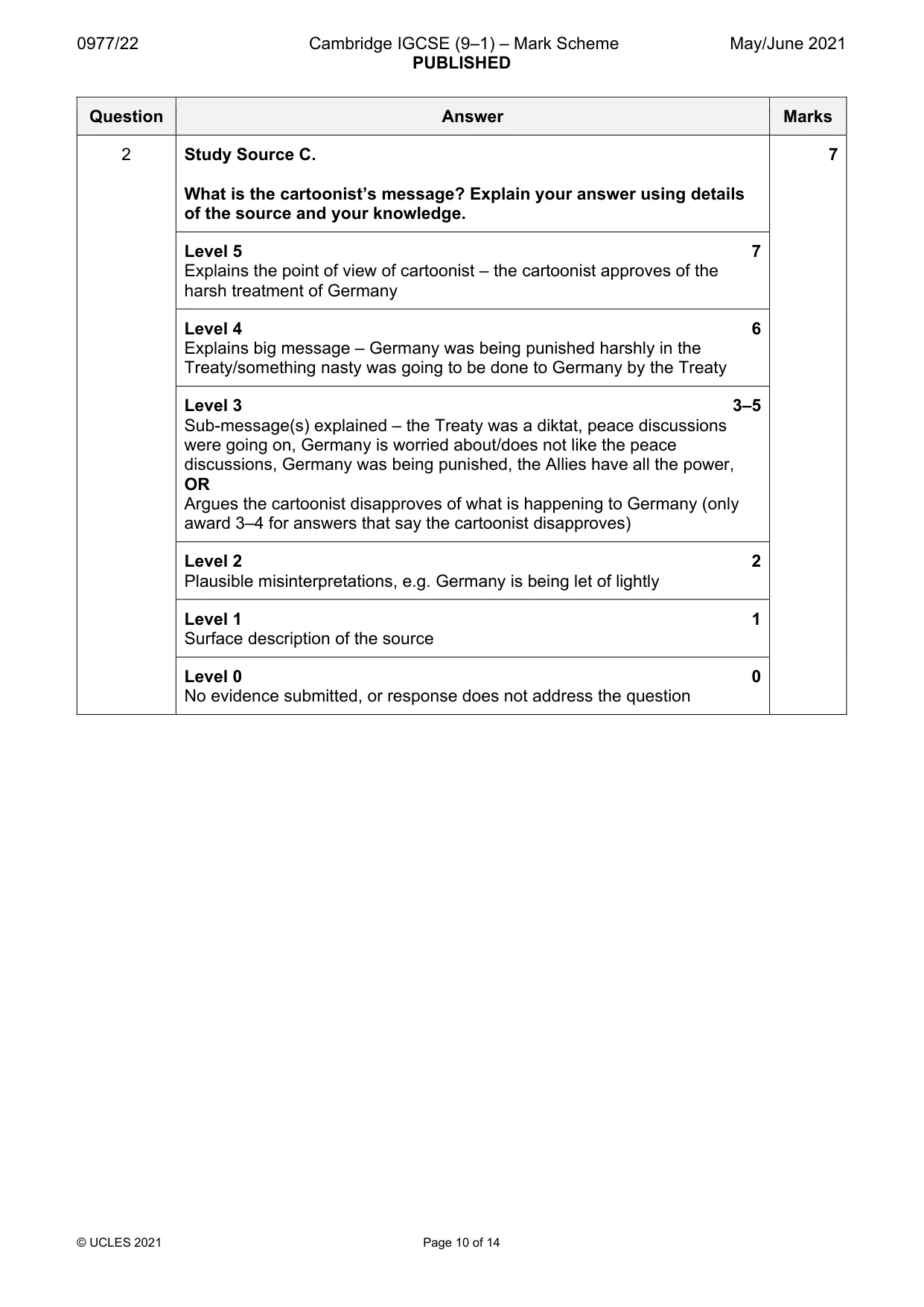 Mark scheme, page 10 of 14