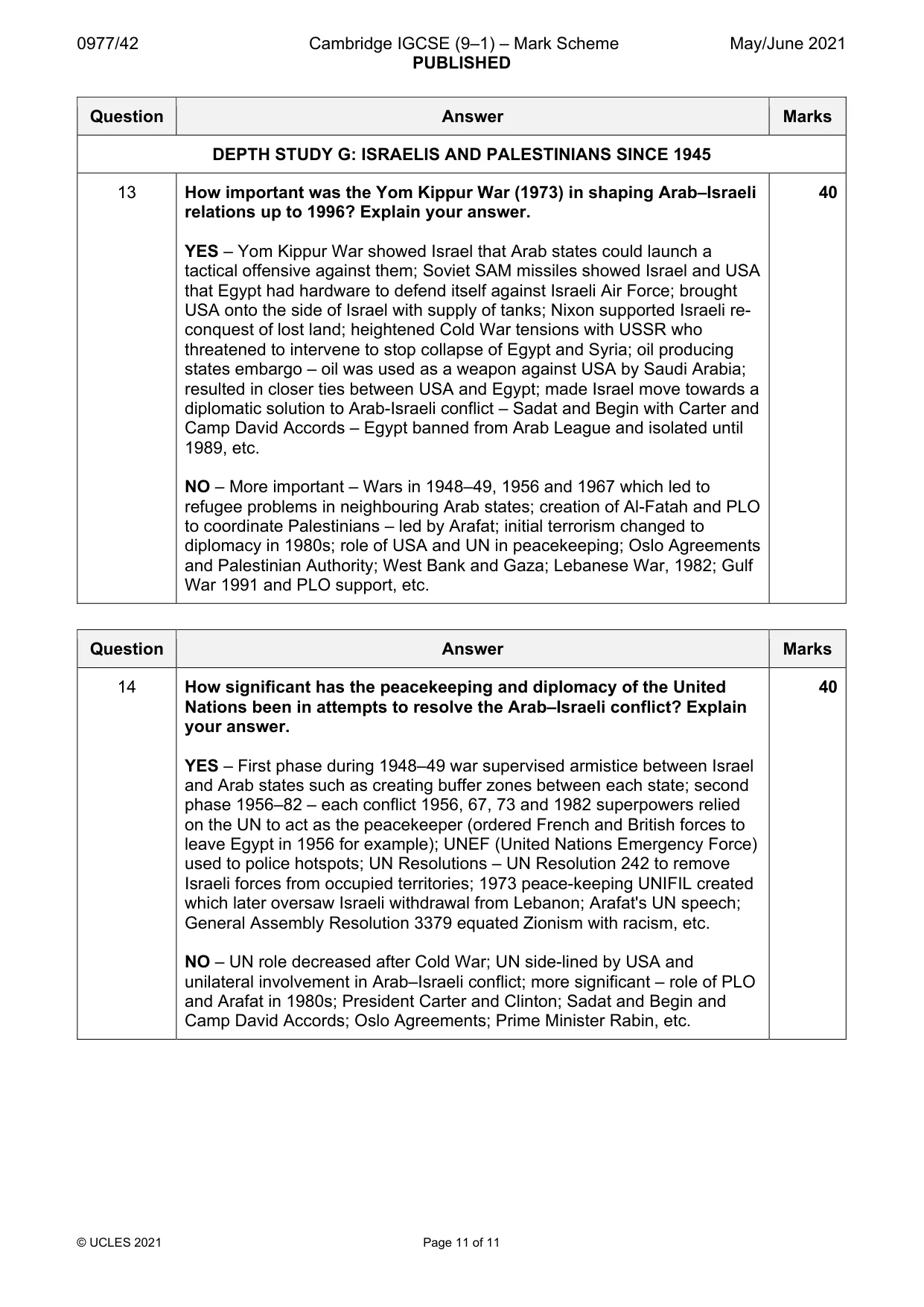 Mark scheme, page 11 of 11