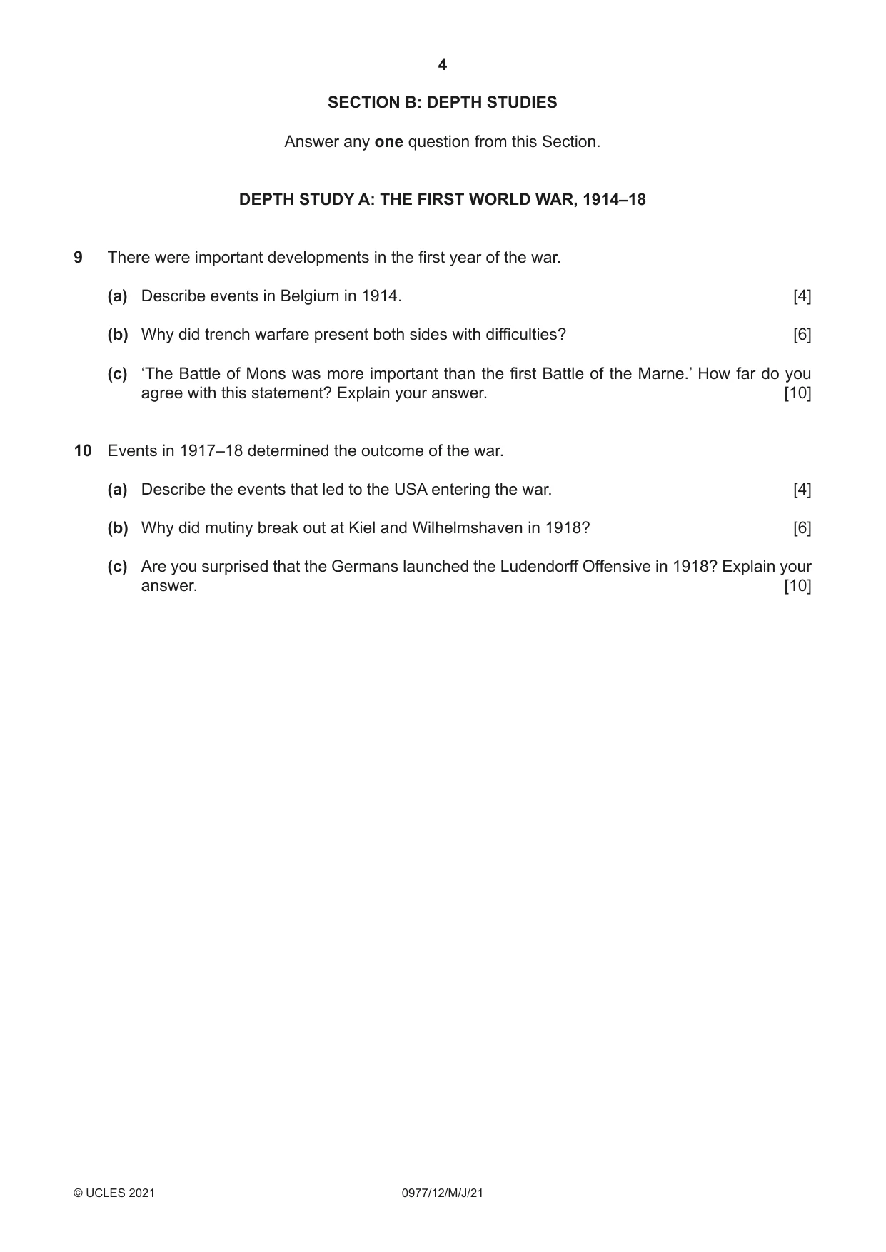 Cambridge IGCSE History (9-1) 0977 2021 May/June Paper 1 · Variant 2 question paper, page 4 of 12