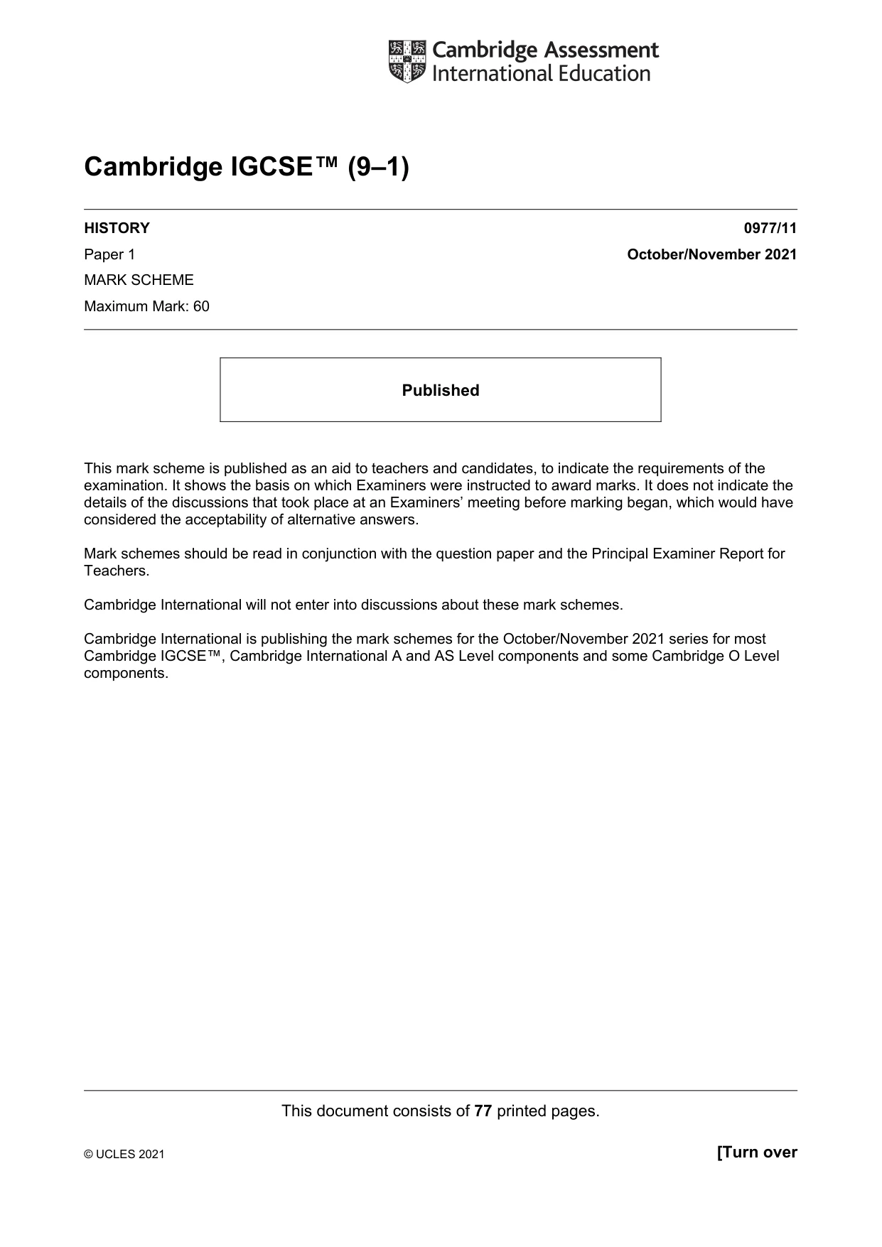 Mark scheme, page 1 of 77