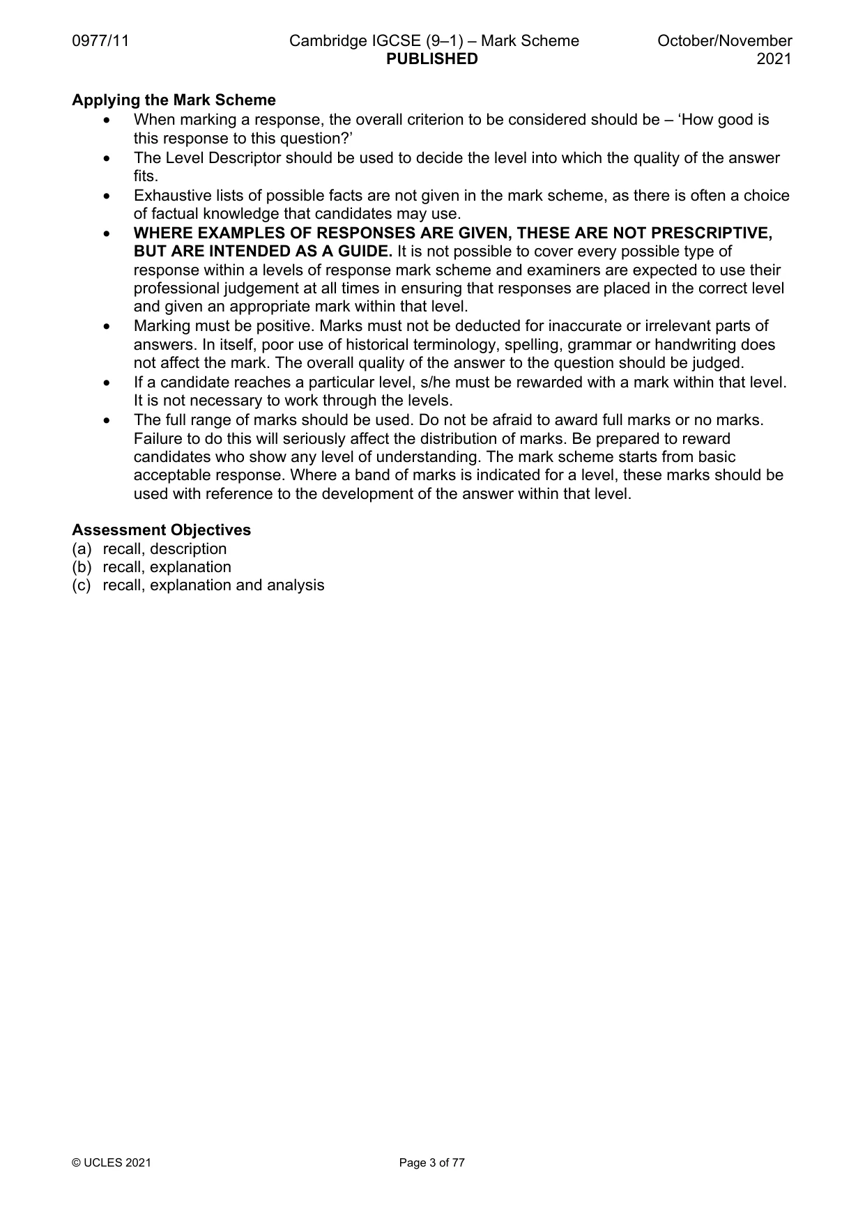 Mark scheme, page 3 of 77