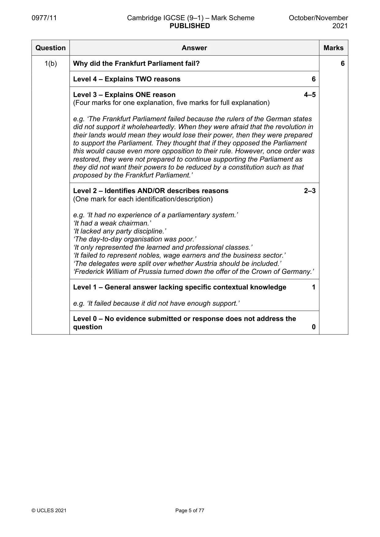 Mark scheme, page 5 of 77
