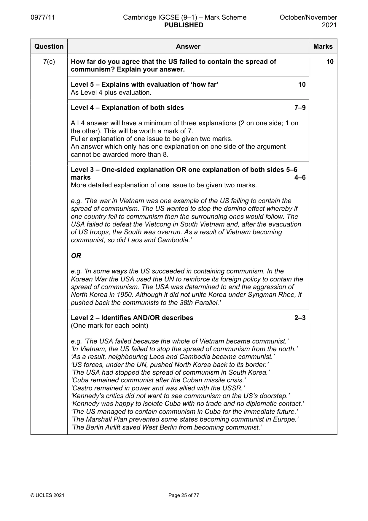 Mark scheme, page 25 of 77