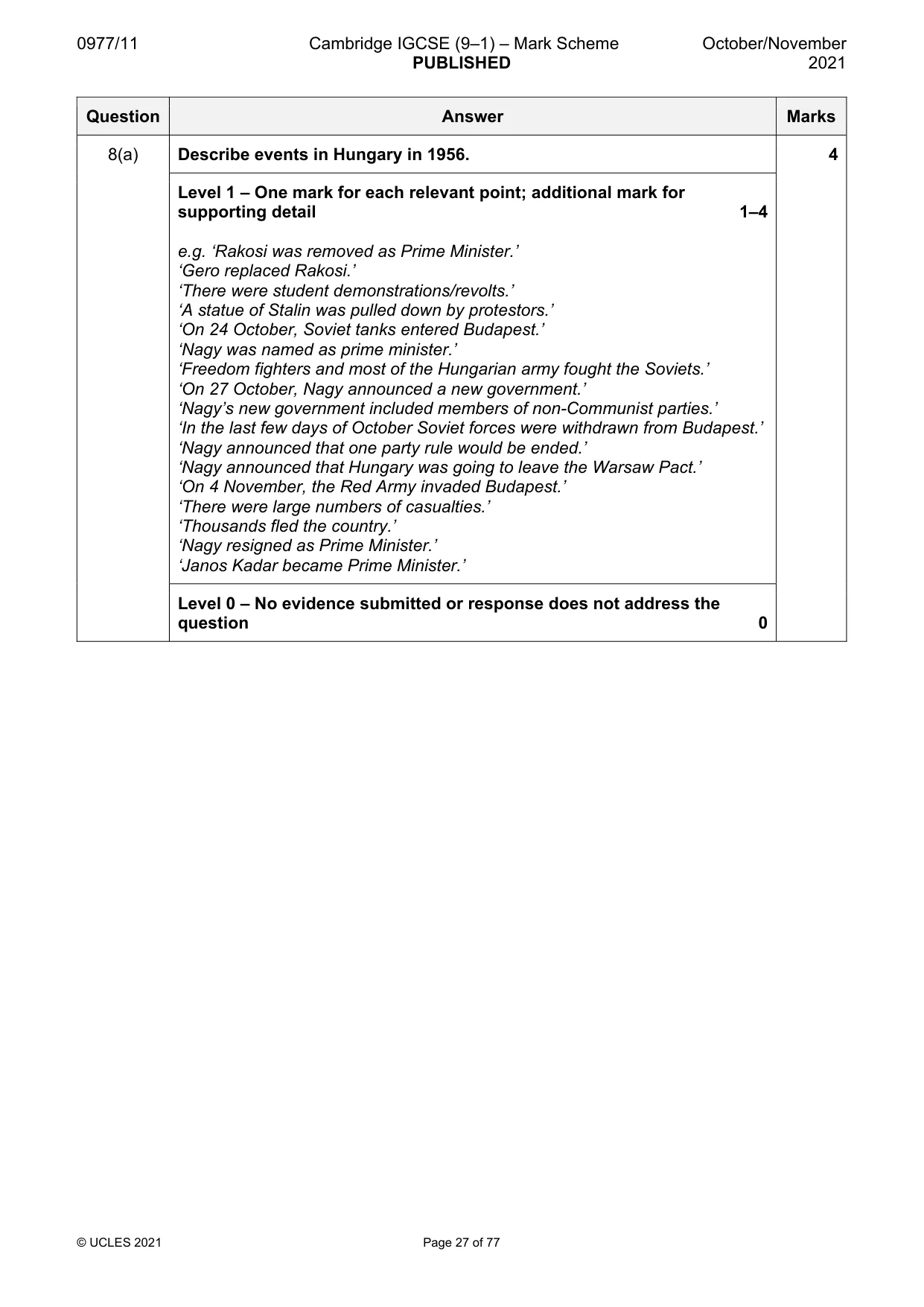 Mark scheme, page 27 of 77
