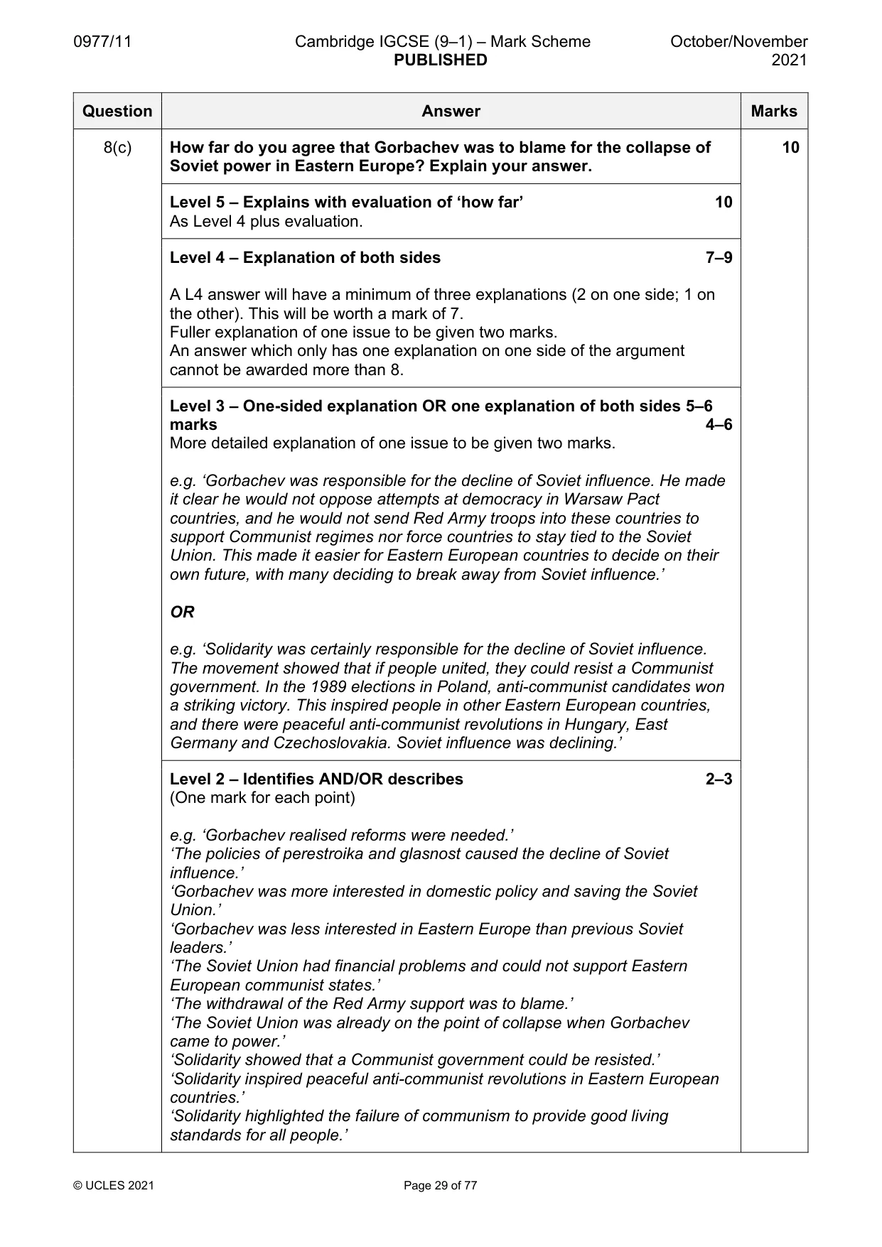 Mark scheme, page 29 of 77