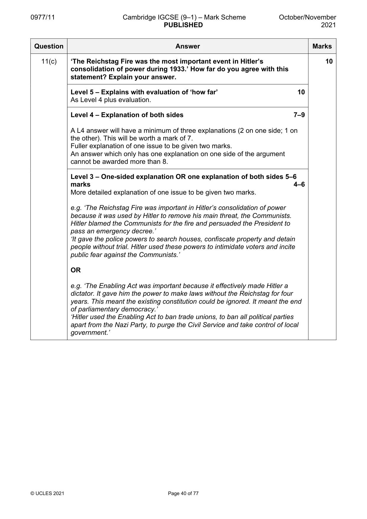 Mark scheme, page 40 of 77