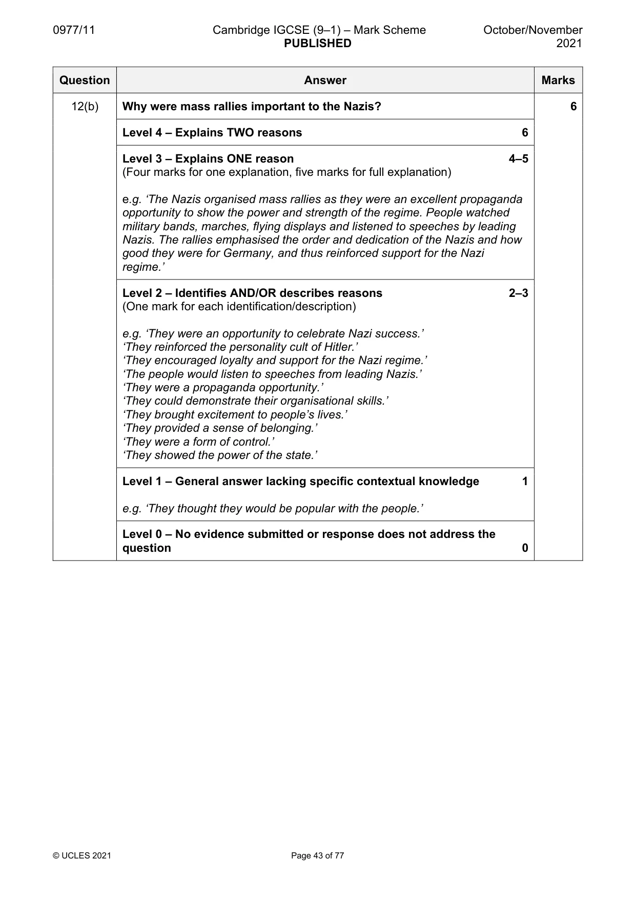 Mark scheme, page 43 of 77