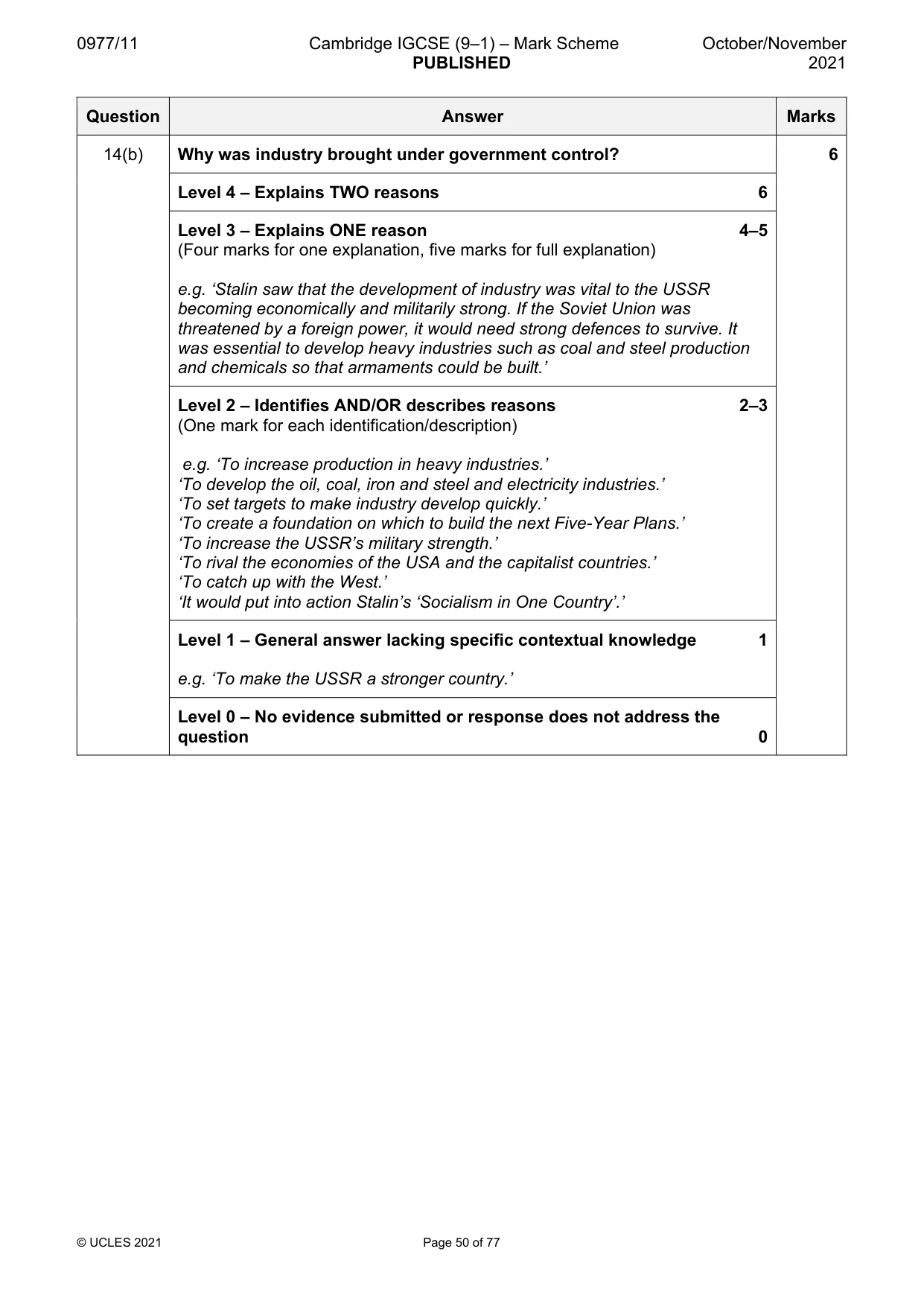 Mark scheme, page 50 of 77