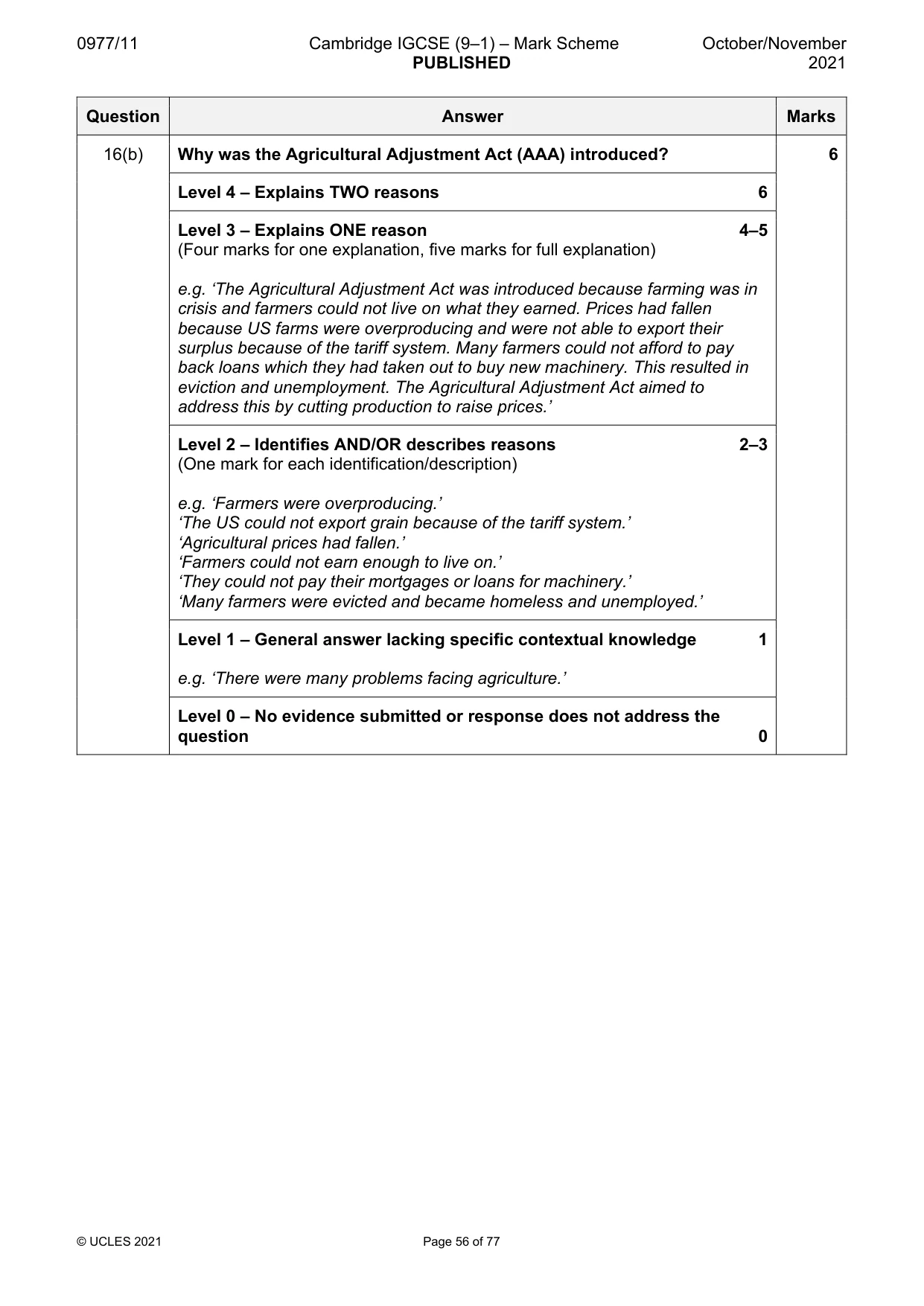 Mark scheme, page 56 of 77