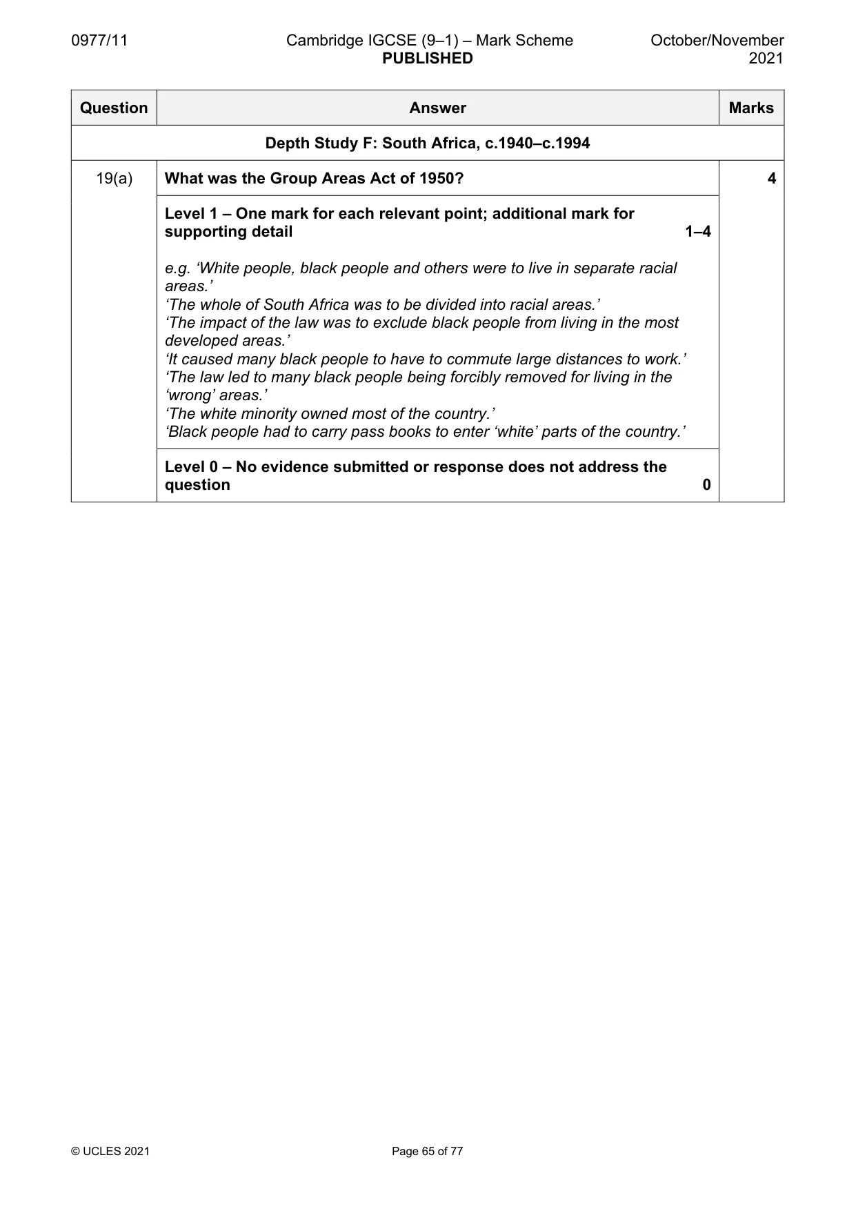 Mark scheme, page 65 of 77