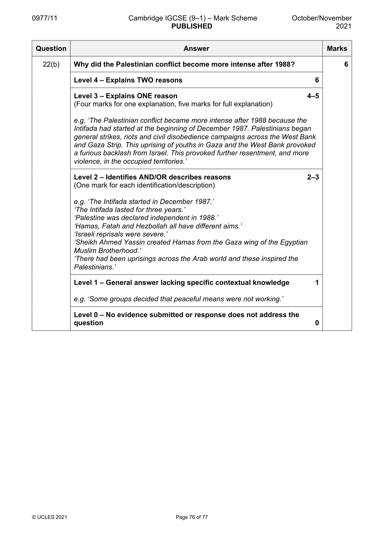 Mark scheme, page 76 of 77