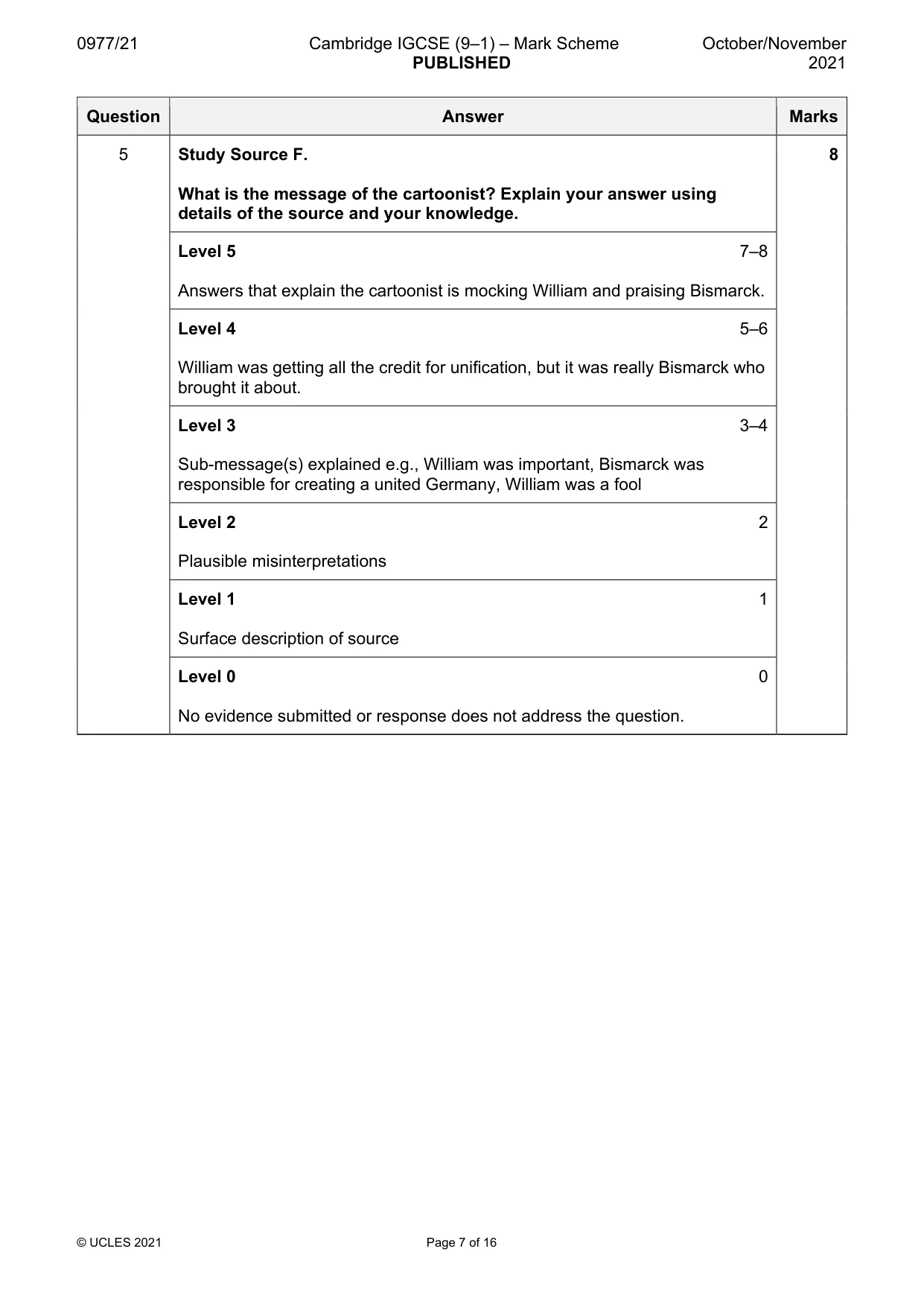 Mark scheme, page 7 of 16