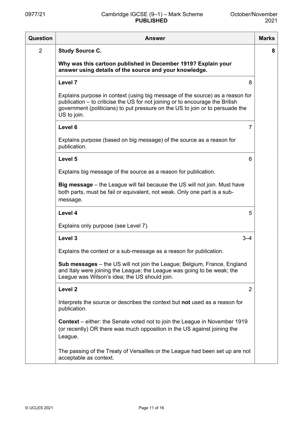 Mark scheme, page 11 of 16