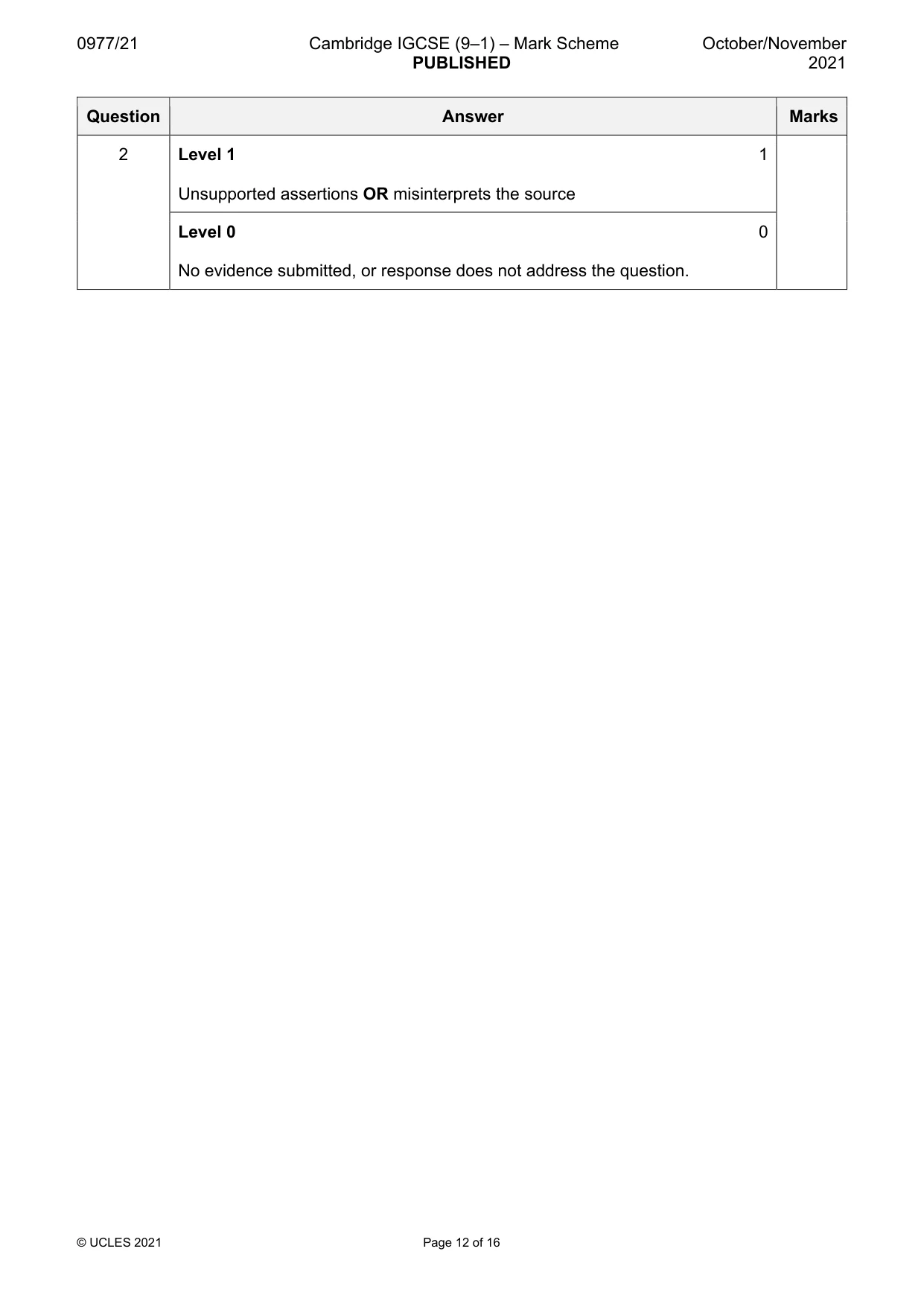 Mark scheme, page 12 of 16