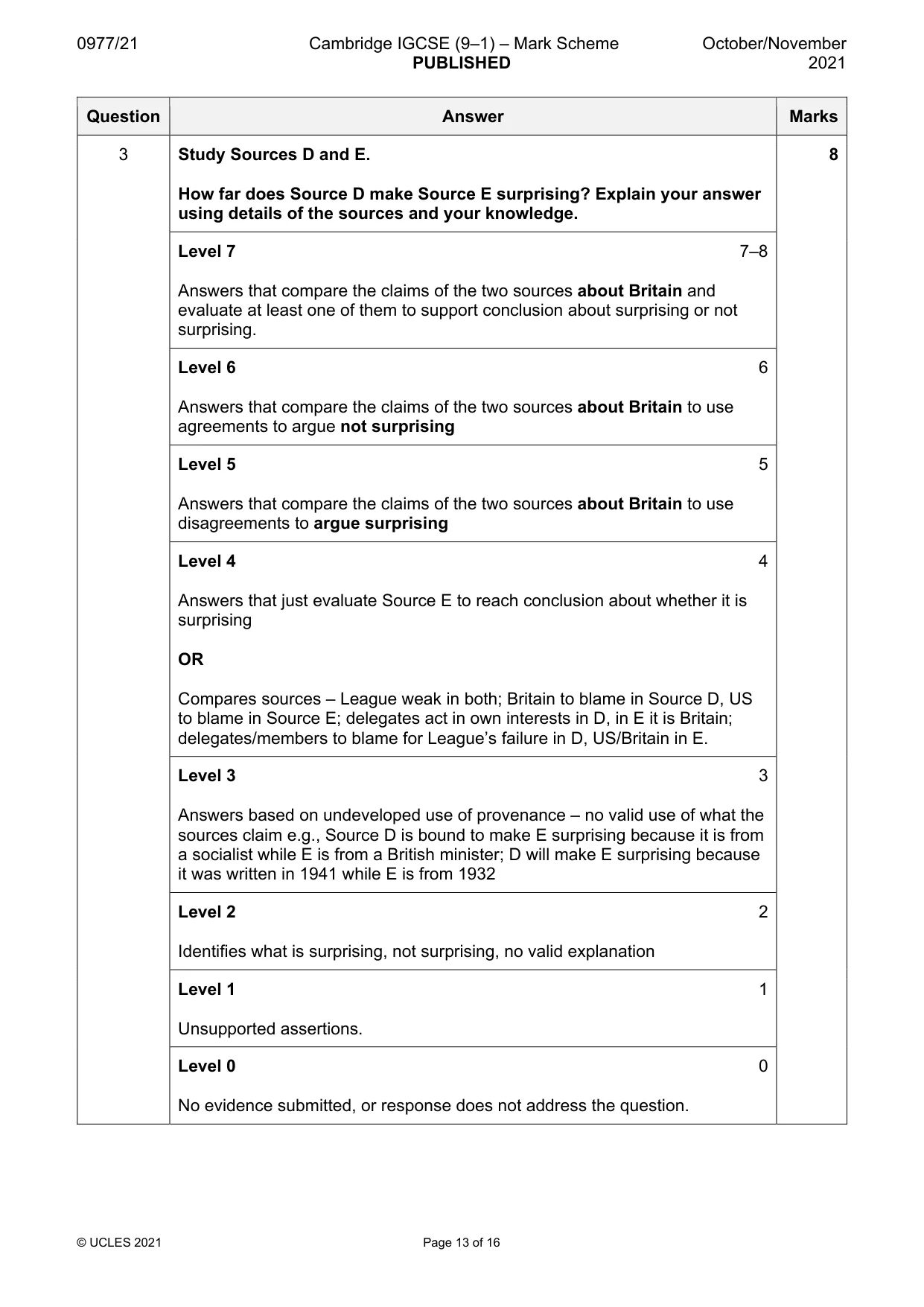 Mark scheme, page 13 of 16