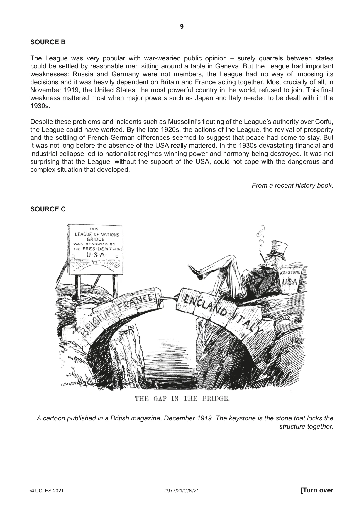 Cambridge IGCSE History (9-1) 0977 2021 Oct/Nov Paper 2 · Variant 1 question paper, page 9 of 12