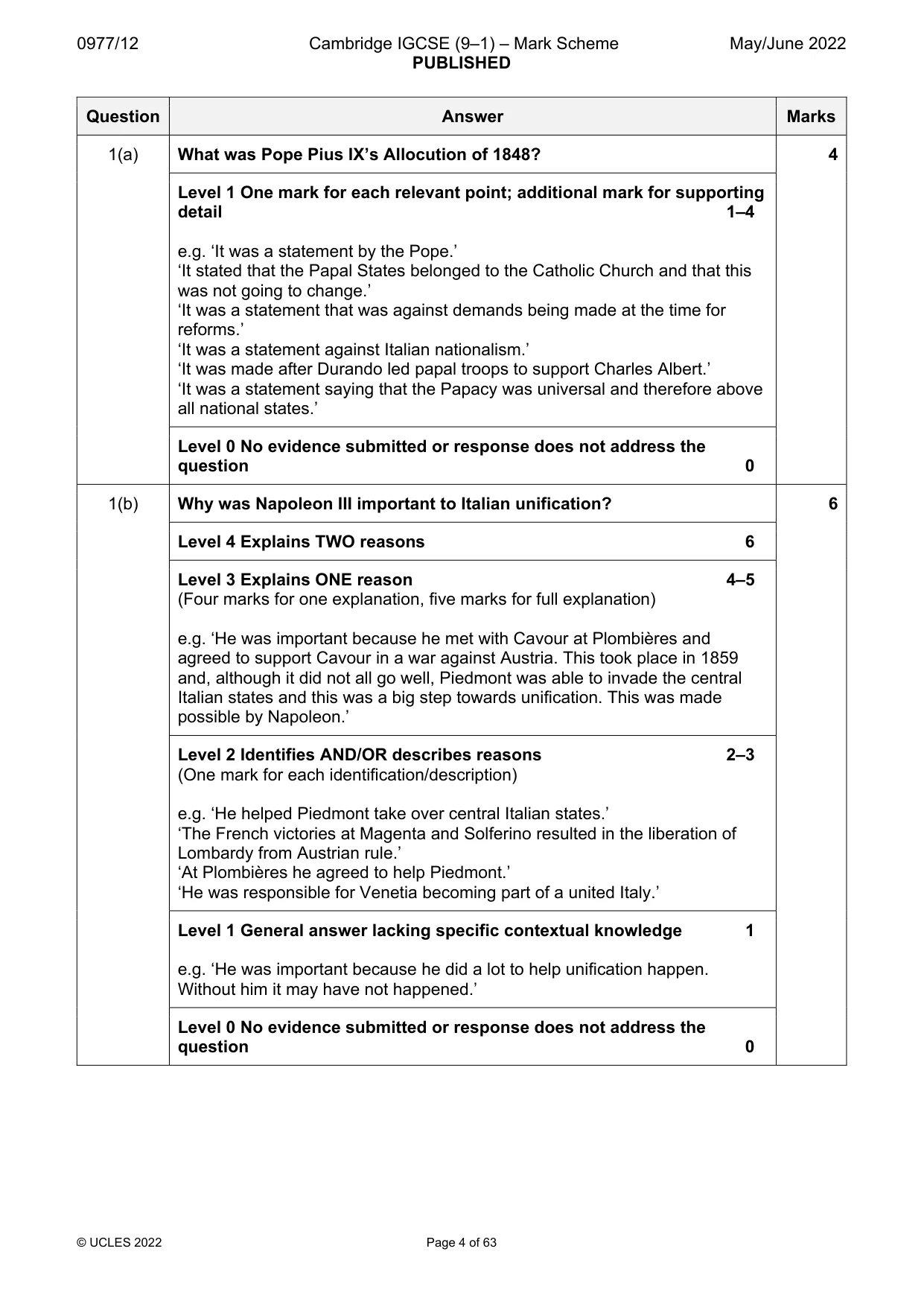 Mark scheme, page 4 of 63