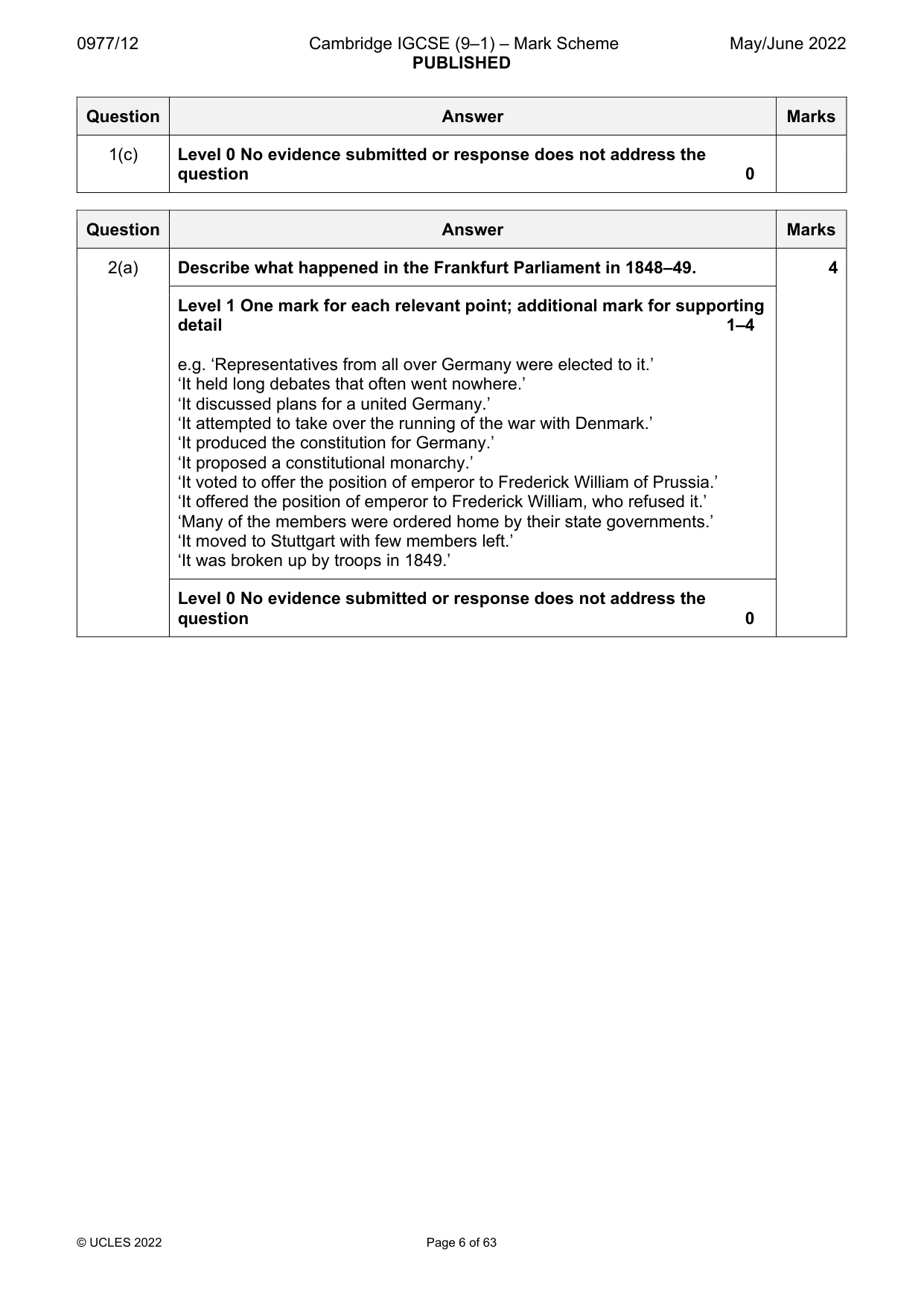 Mark scheme, page 6 of 63