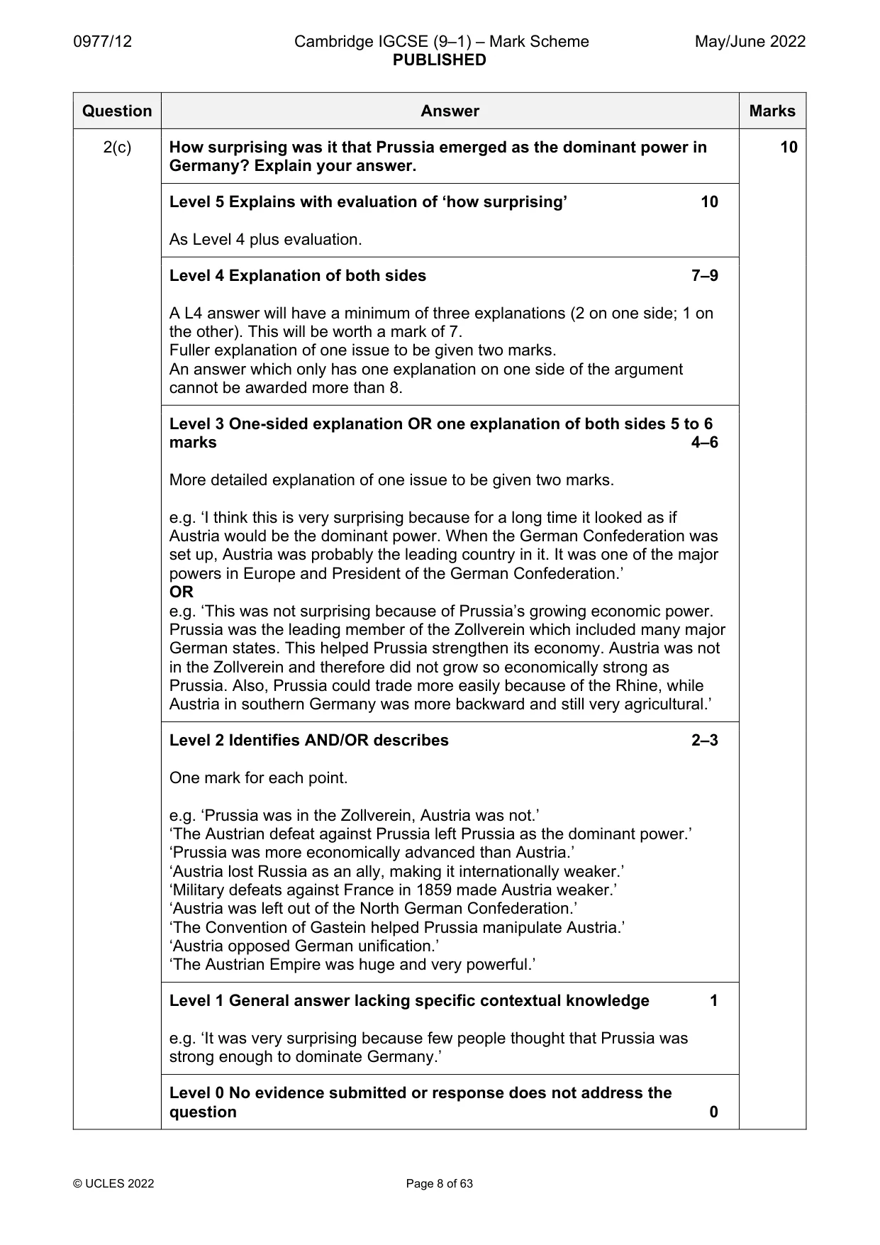 Mark scheme, page 8 of 63