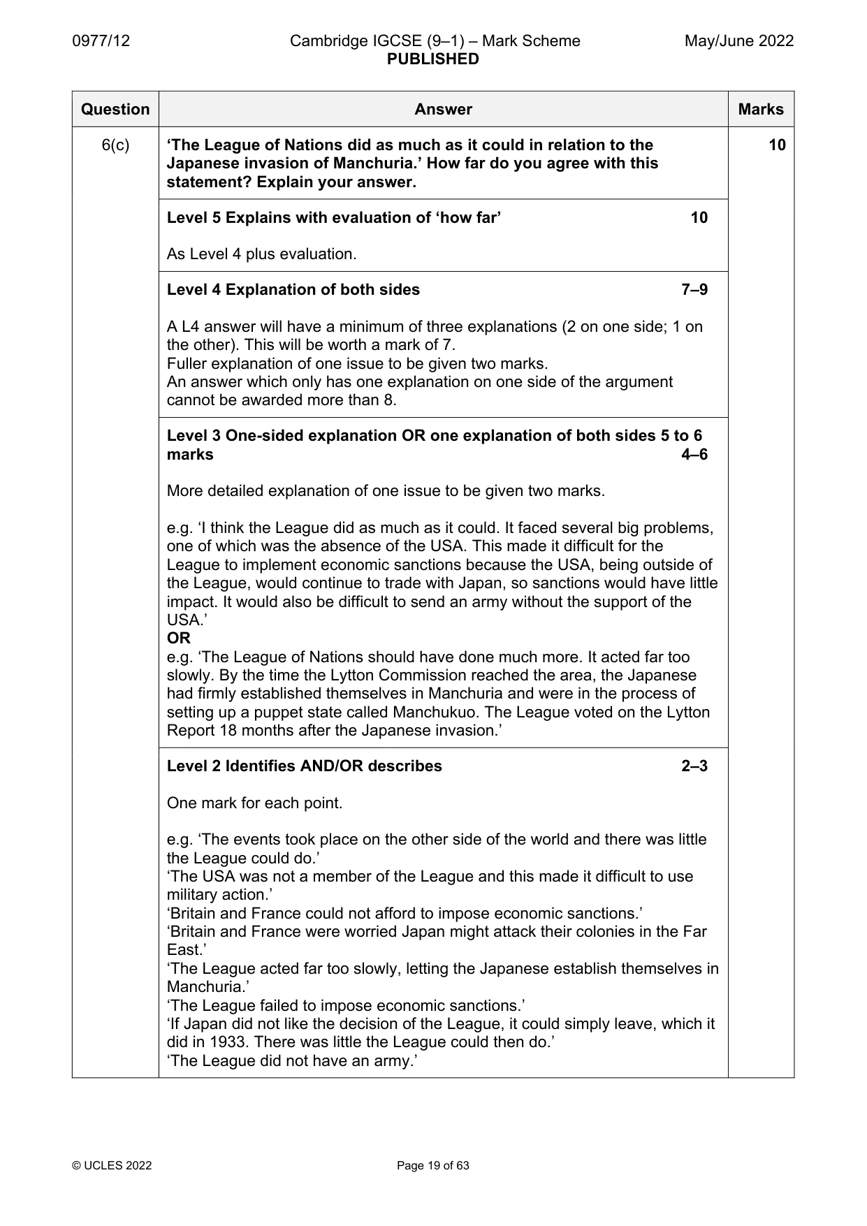 Mark scheme, page 19 of 63