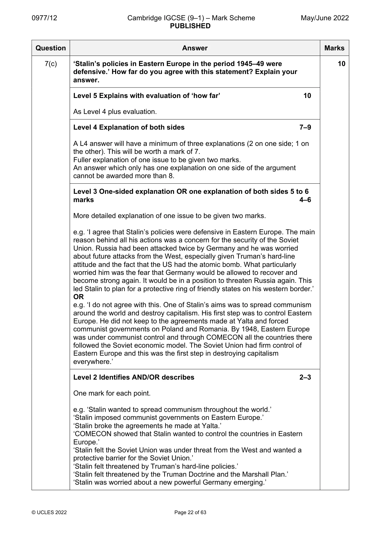 Mark scheme, page 22 of 63