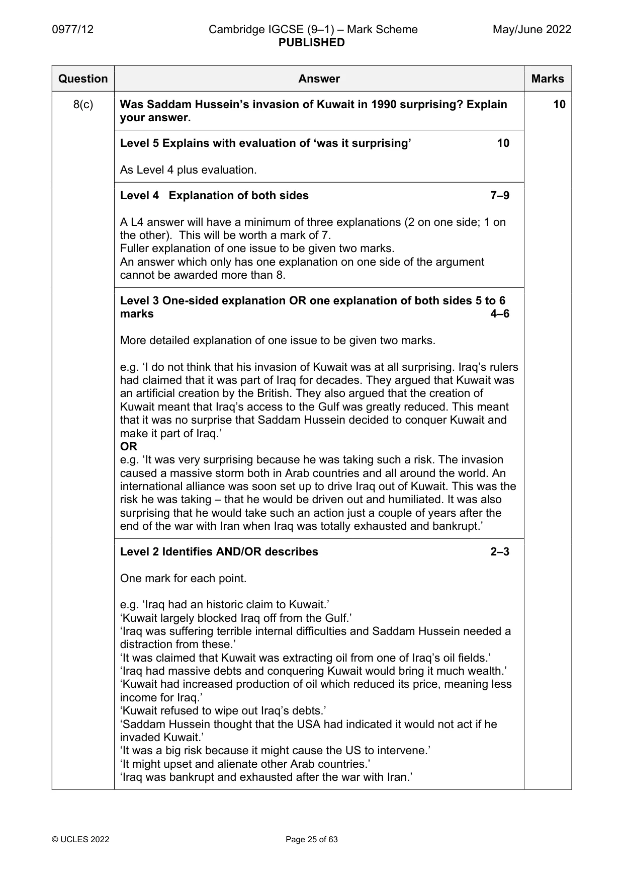 Mark scheme, page 25 of 63