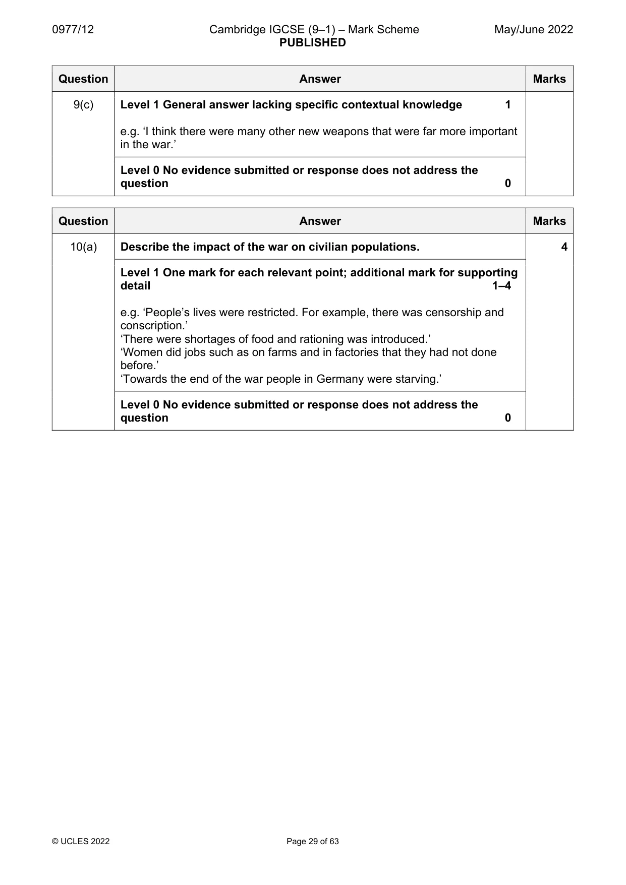 Mark scheme, page 29 of 63