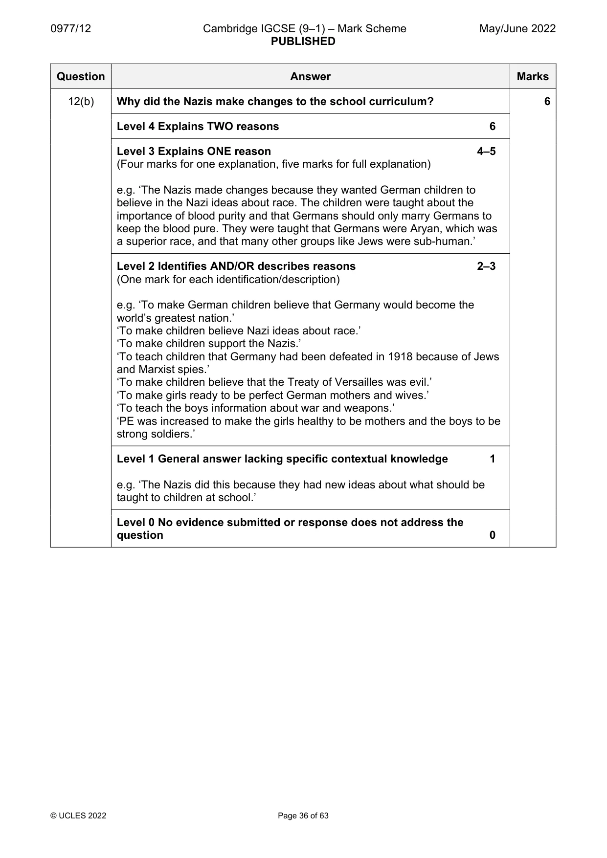 Mark scheme, page 36 of 63